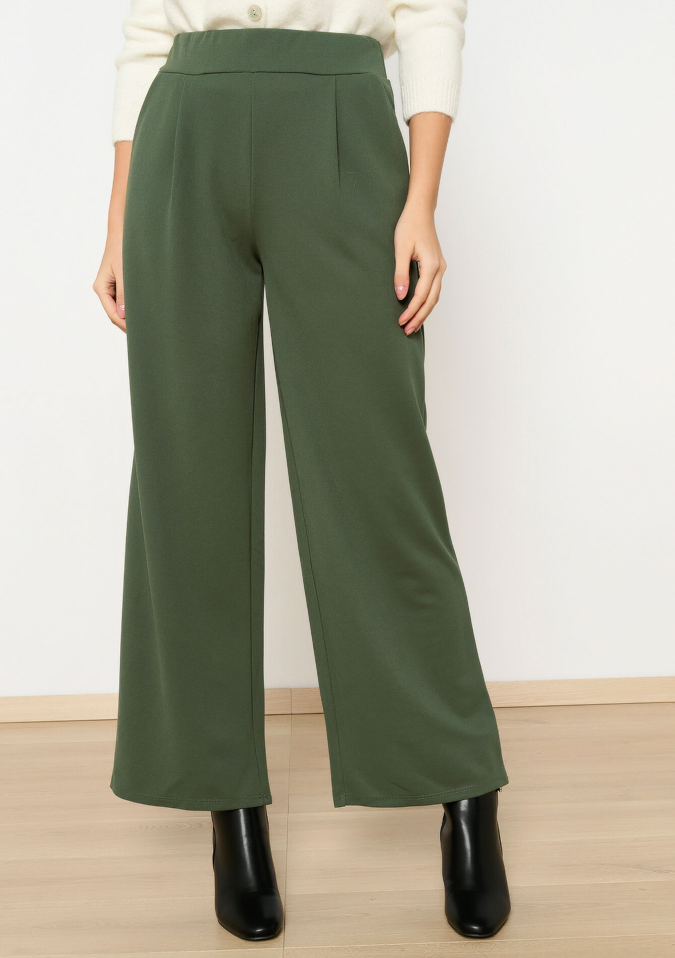 Losse broek met zakken, Losse broek met zakken - KHAKI MED - 06600953_4327