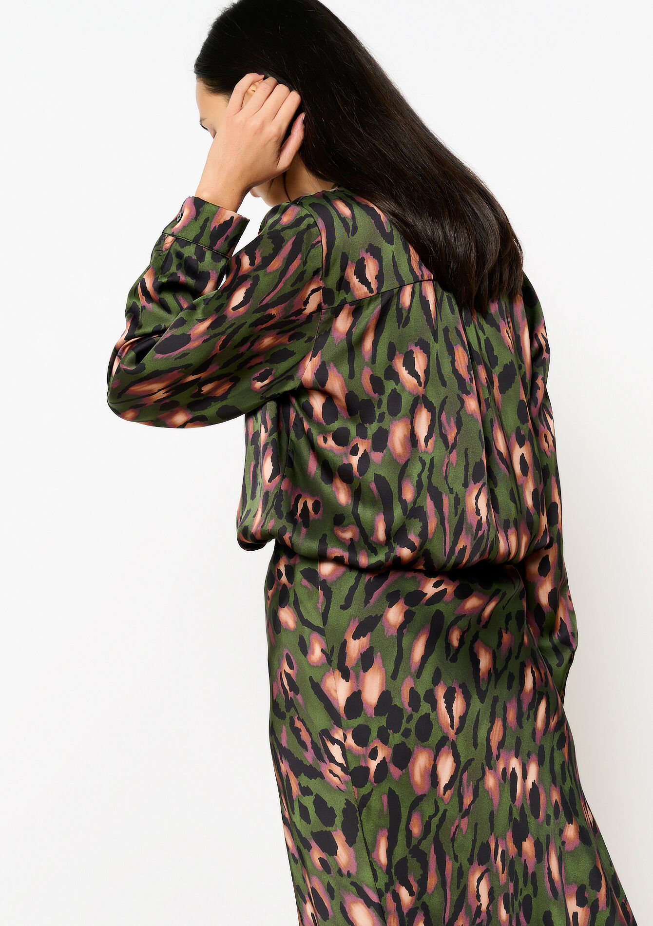 Satijnen hemd met luipaardprint, Satijnen hemd met luipaardprint - BOTTLE GREEN - 05702659_1778