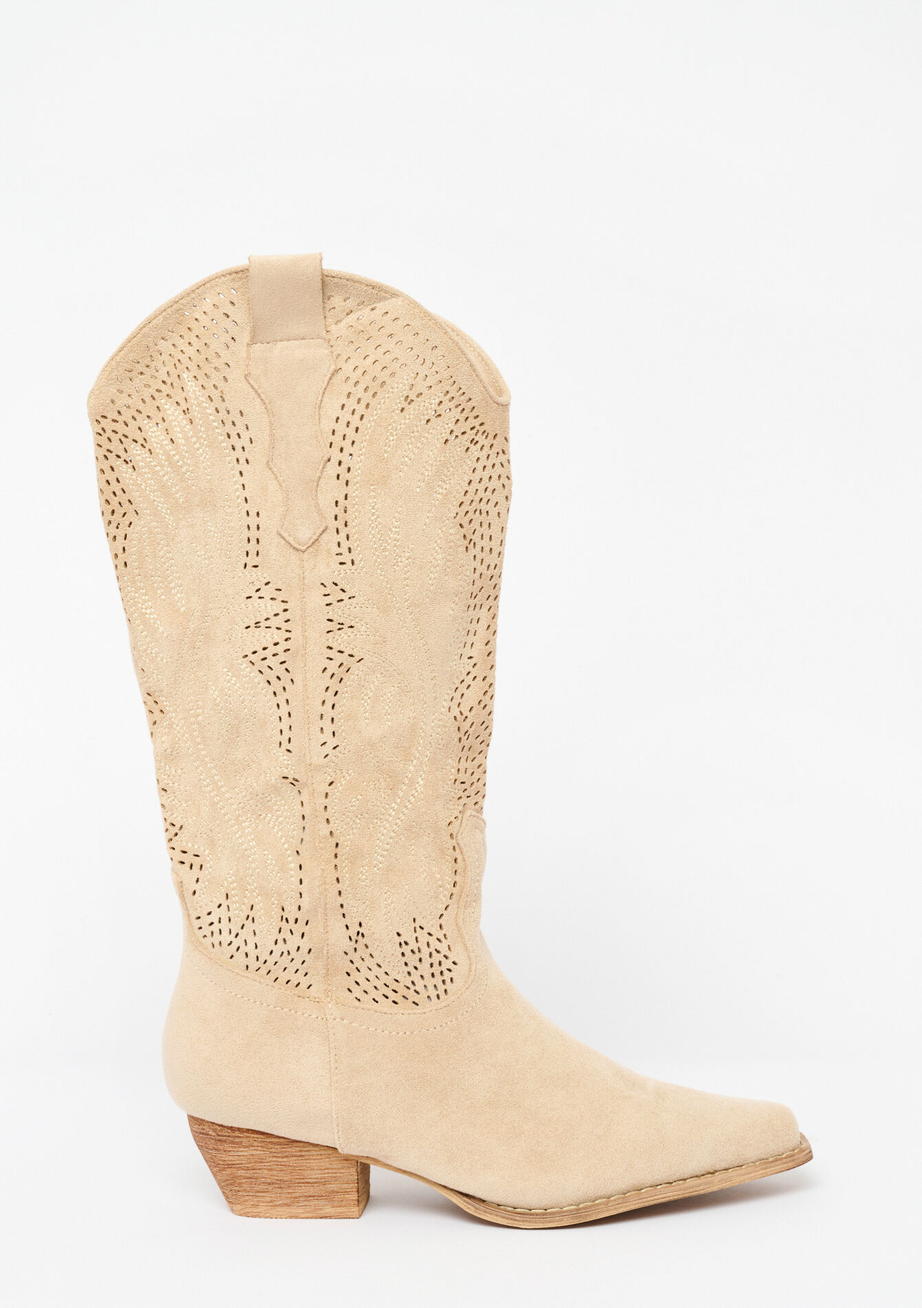 Suedine laarzen met broderie, Suedine laarzen met broderie - LT BEIGE - 13100301_2527