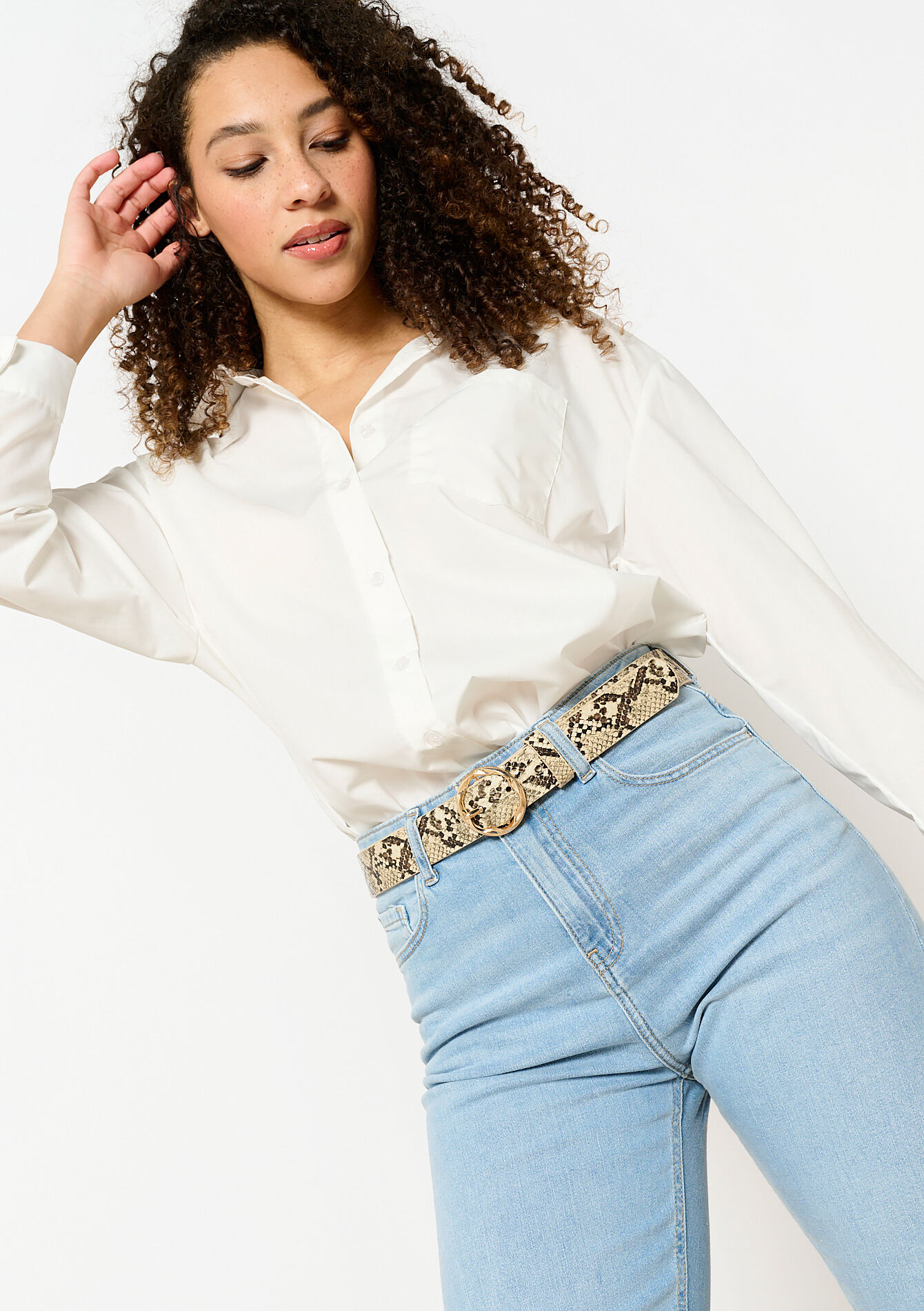 Belt with python pattern, Belt with python pattern - LIGHT BEIGE - 14001858_13