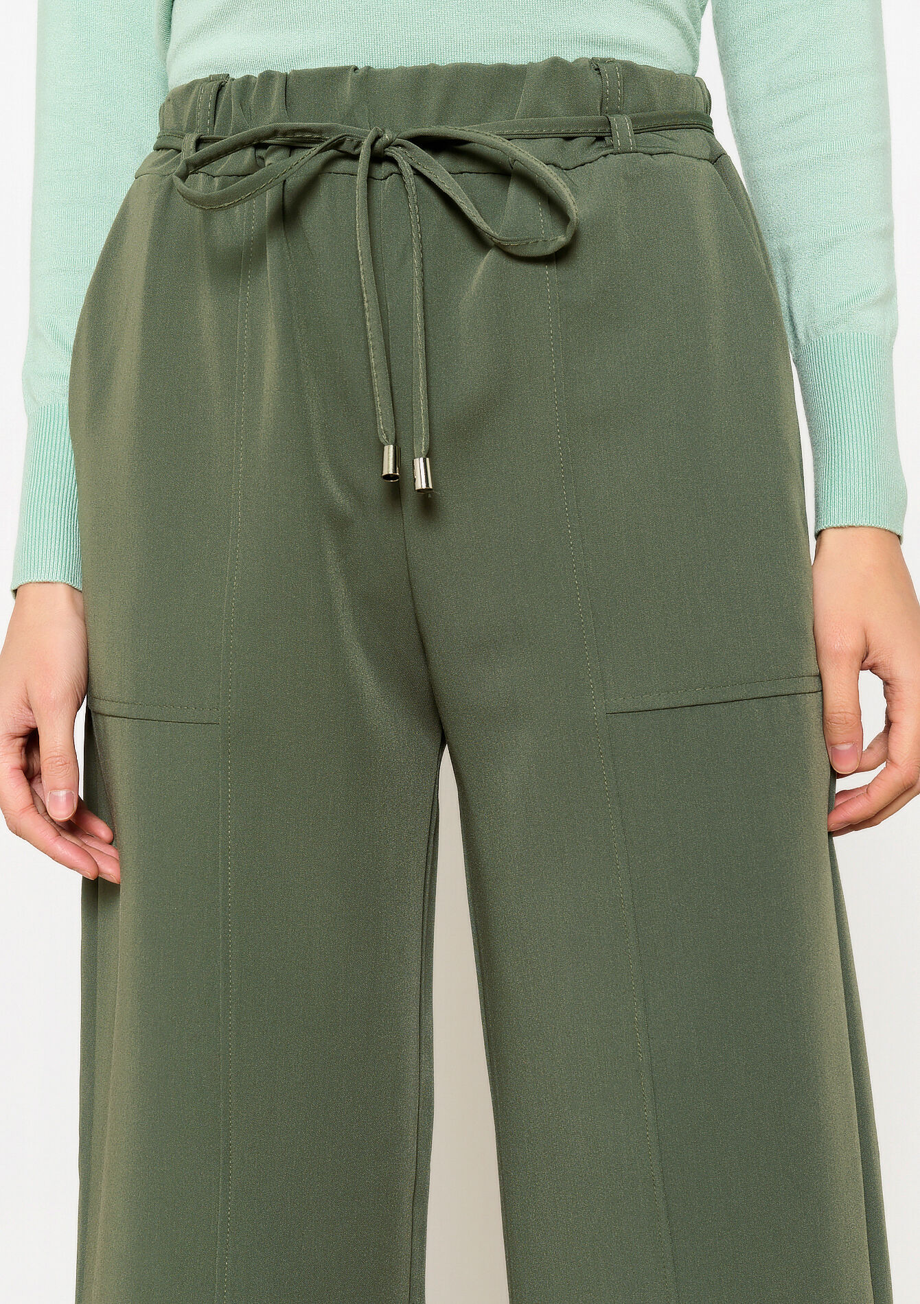 Pantalon évasé ample, Pantalon évasé ample - KHAKI MED - 06600958_4327