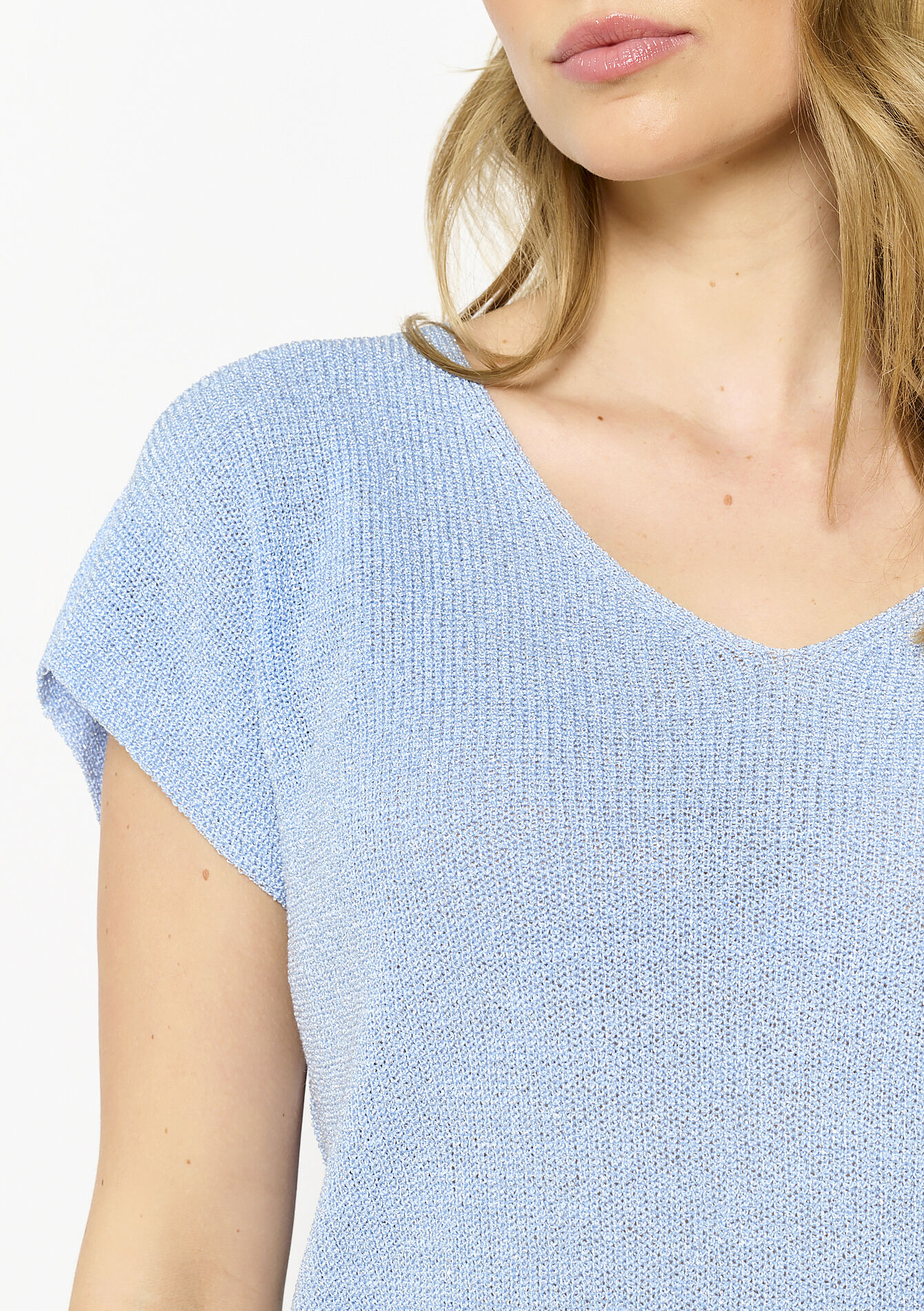 Fijngebreid mouwloos truitje, Fijngebreid mouwloos truitje - LT BLUE - 04006963_2519