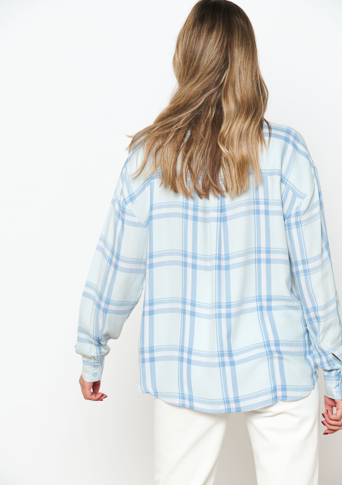 Chemise à carreaux avec lurex, Chemise à carreaux avec lurex - BLUE PASTEL - 05702407_3003