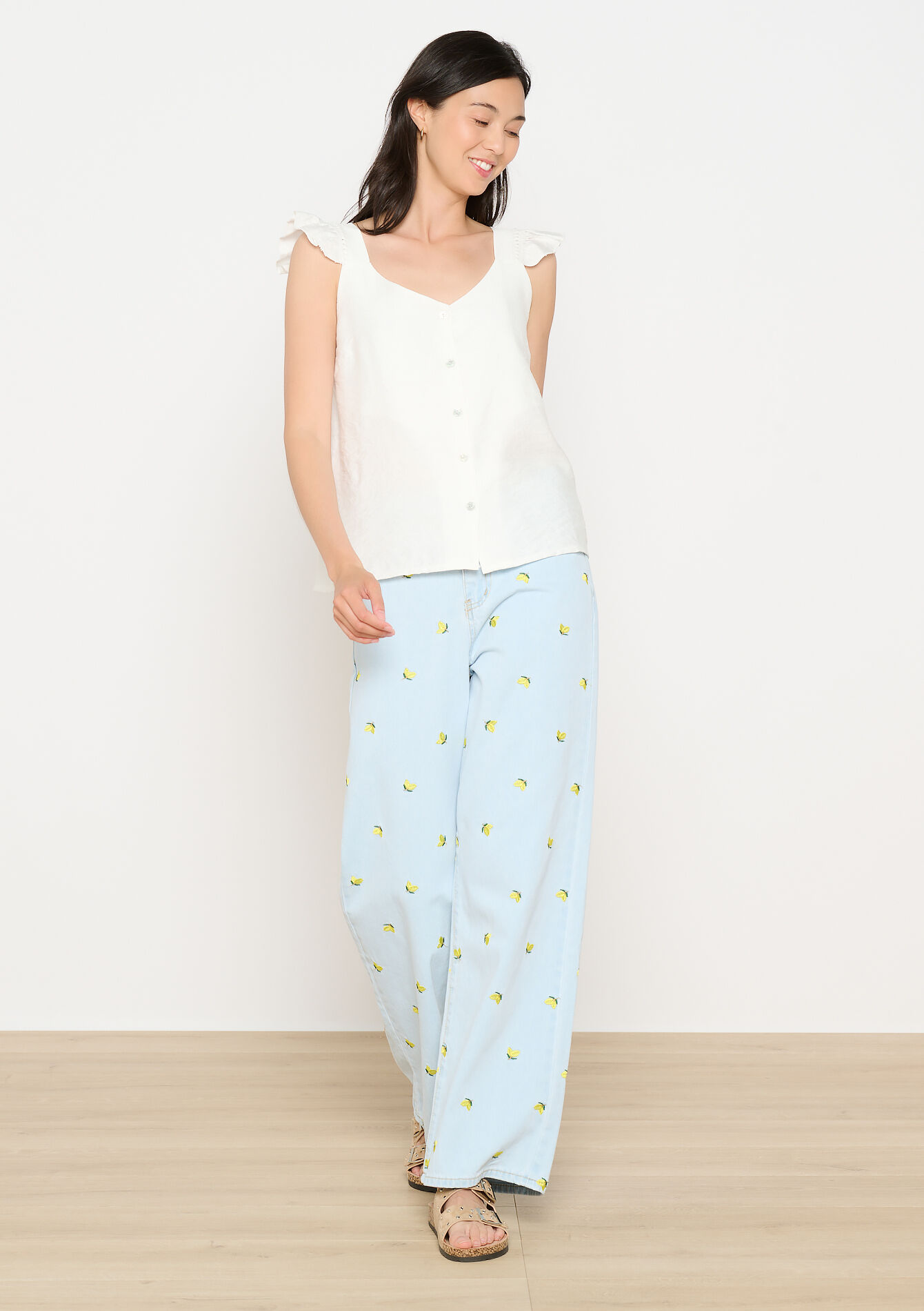 Top volanté dos ouvert, Top volanté dos ouvert - OPTICAL WHITE - 05702854_1019