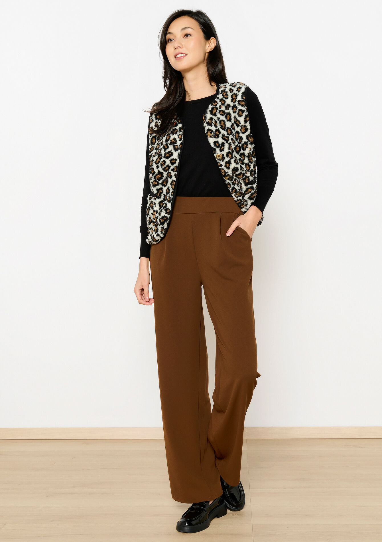 Losse broek met zakken, Losse broek met zakken - CAMEL CINNAMON - 06600953_3835