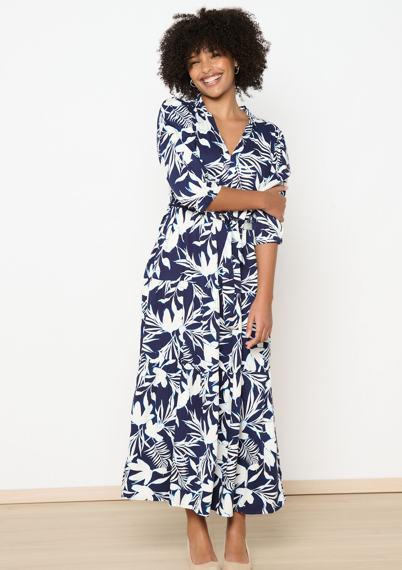 Maxi dress with floral print, Maxi dress with floral print - NAVY BASIC - 08103879_2723
