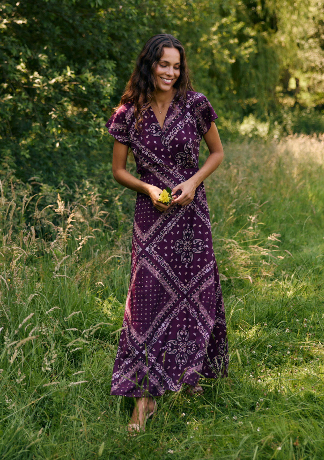 Maxi-jurk met print  - AUBERGINE - 08104236_1537