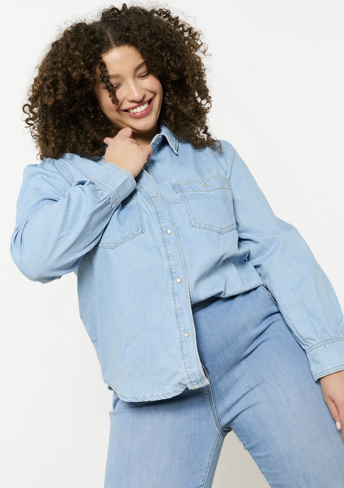 Denim hemd, Denim hemd - BLUE BLEACHED - 05702677_0502