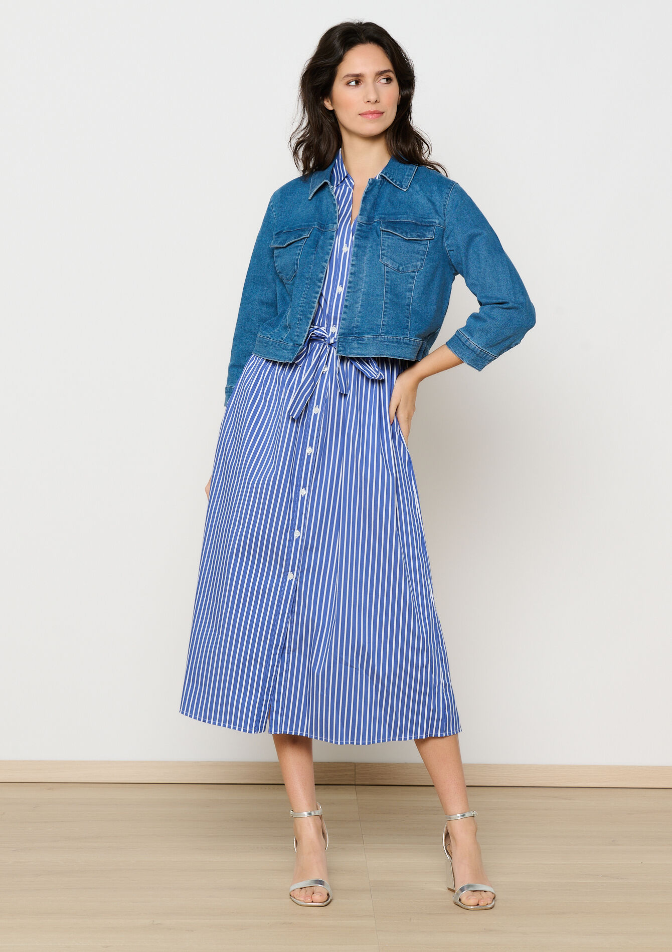 Korte denim jas, Korte denim jas - MEDIUM BLUE - 09100983_0500