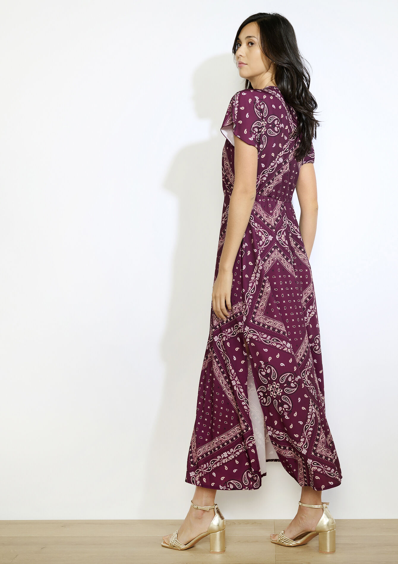 Maxi-jurk met print  - AUBERGINE - 08104236_1537