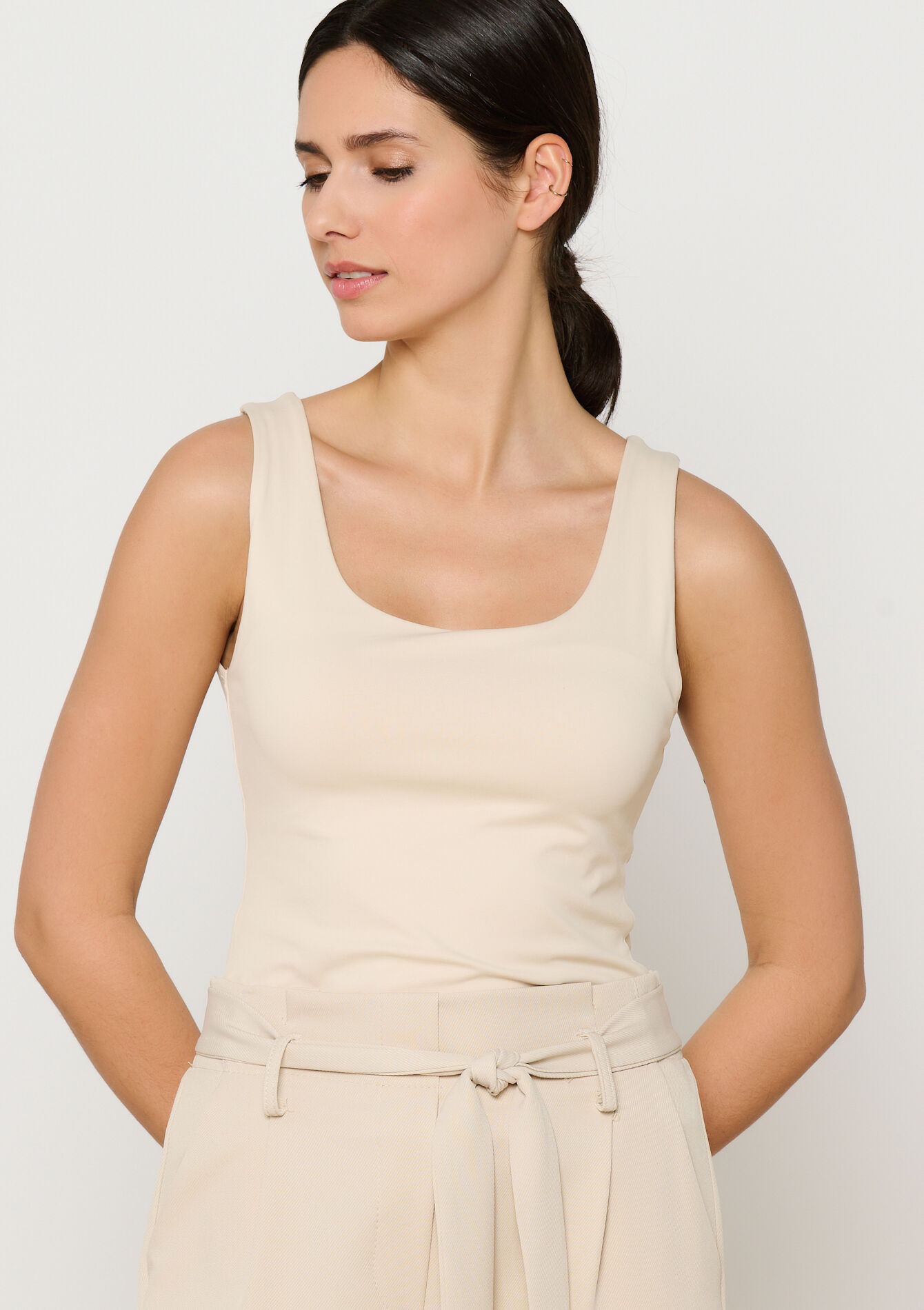 Tanktop round neckline, Tanktop round neckline - LT BEIGE - 02200476_2527