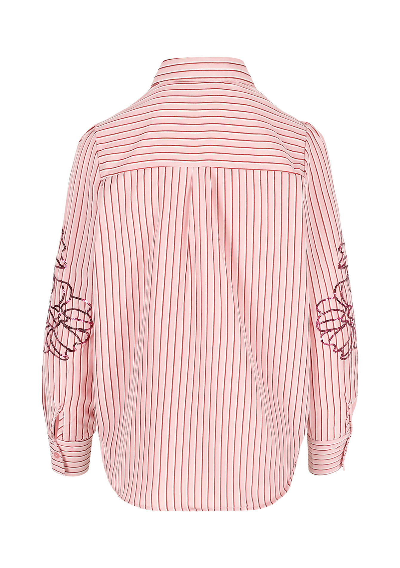 Chemise à rayures brodée - NUDE PINK - 05702940_1301