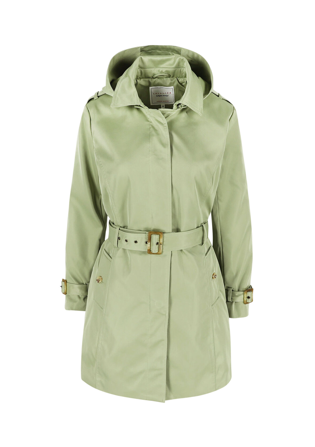 Hooded trench coat, Hooded trench coat - KHAKI MINT - 23000721_2542