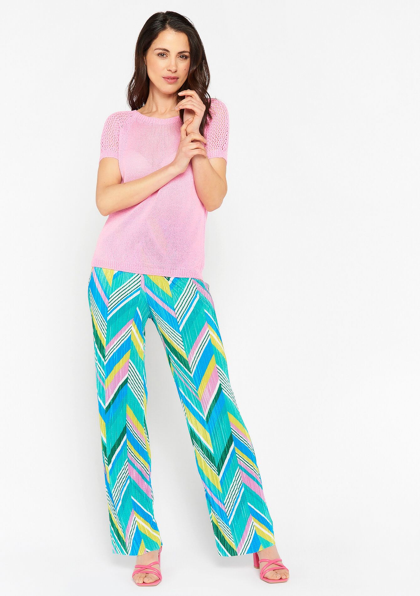 T-shirt with crochet, T-shirt with crochet - PINK BUBBLEGUM - 02301402_1477