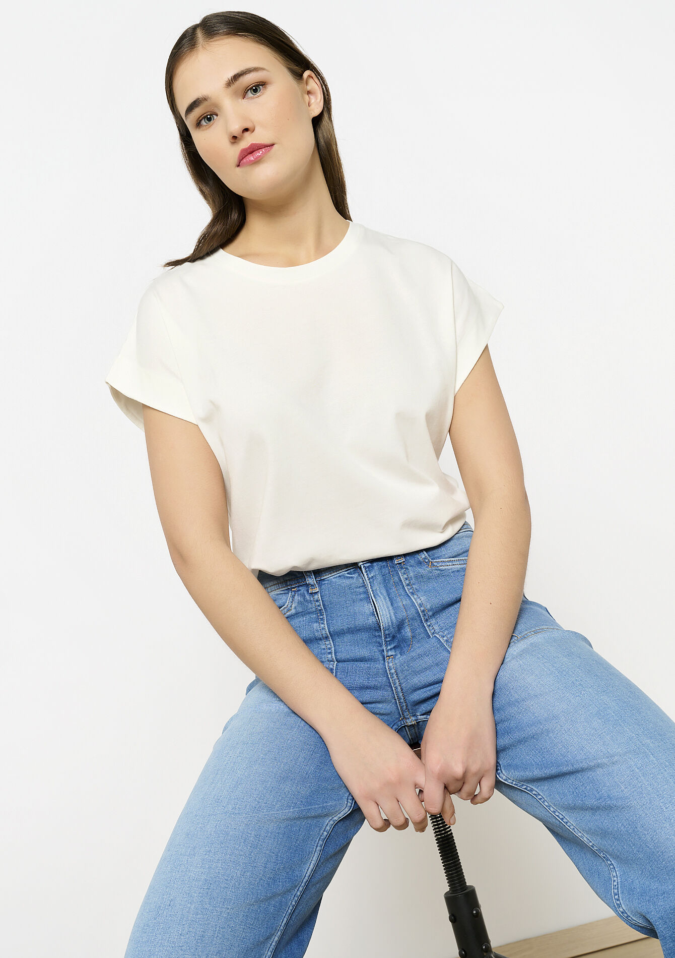 Basic katoenen T-shirt, Basic katoenen T-shirt - OFFWHITE - 02301672_1001