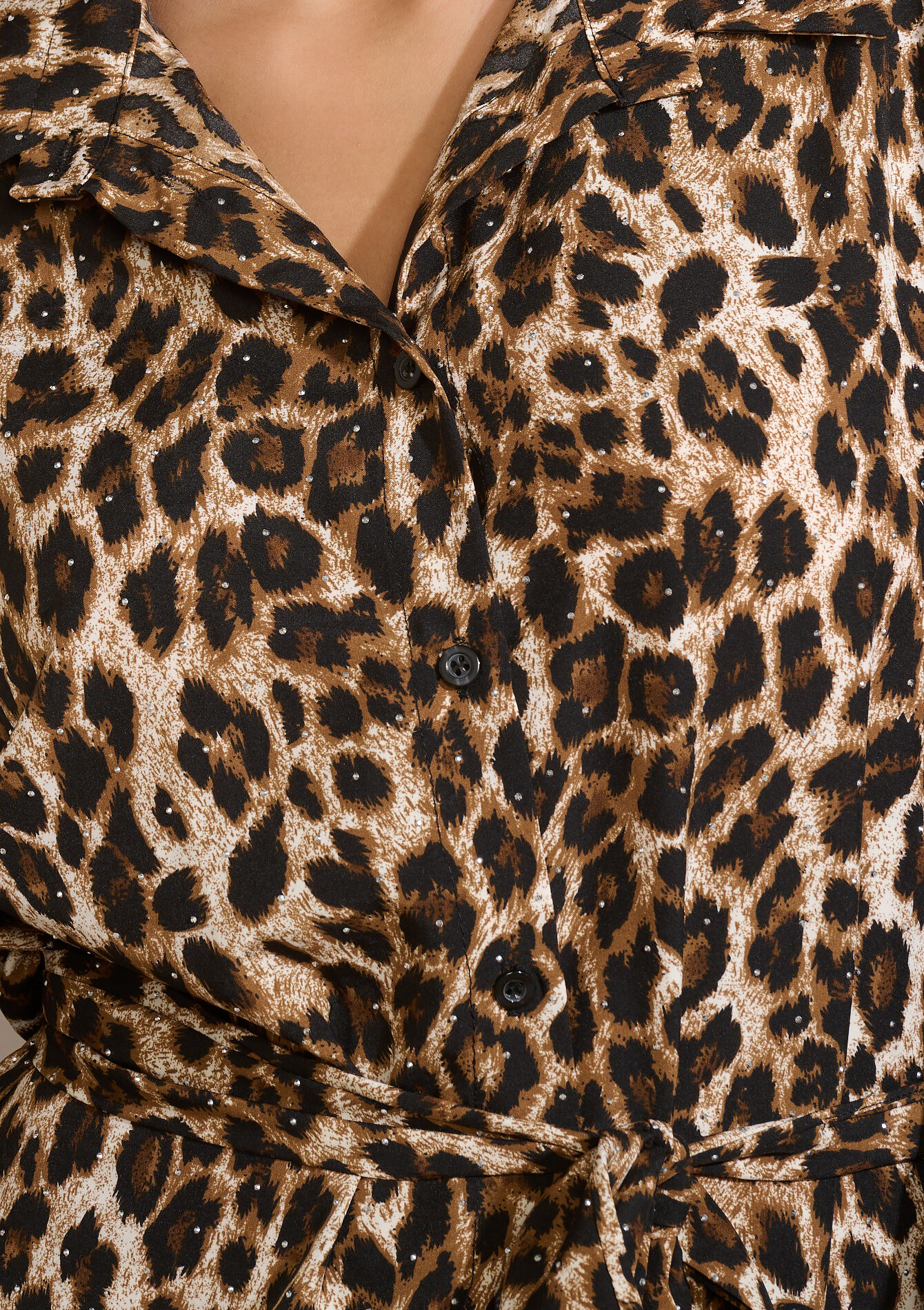 Midi-jurk met strass en print - CAMEL GINGER - 08104383_3831