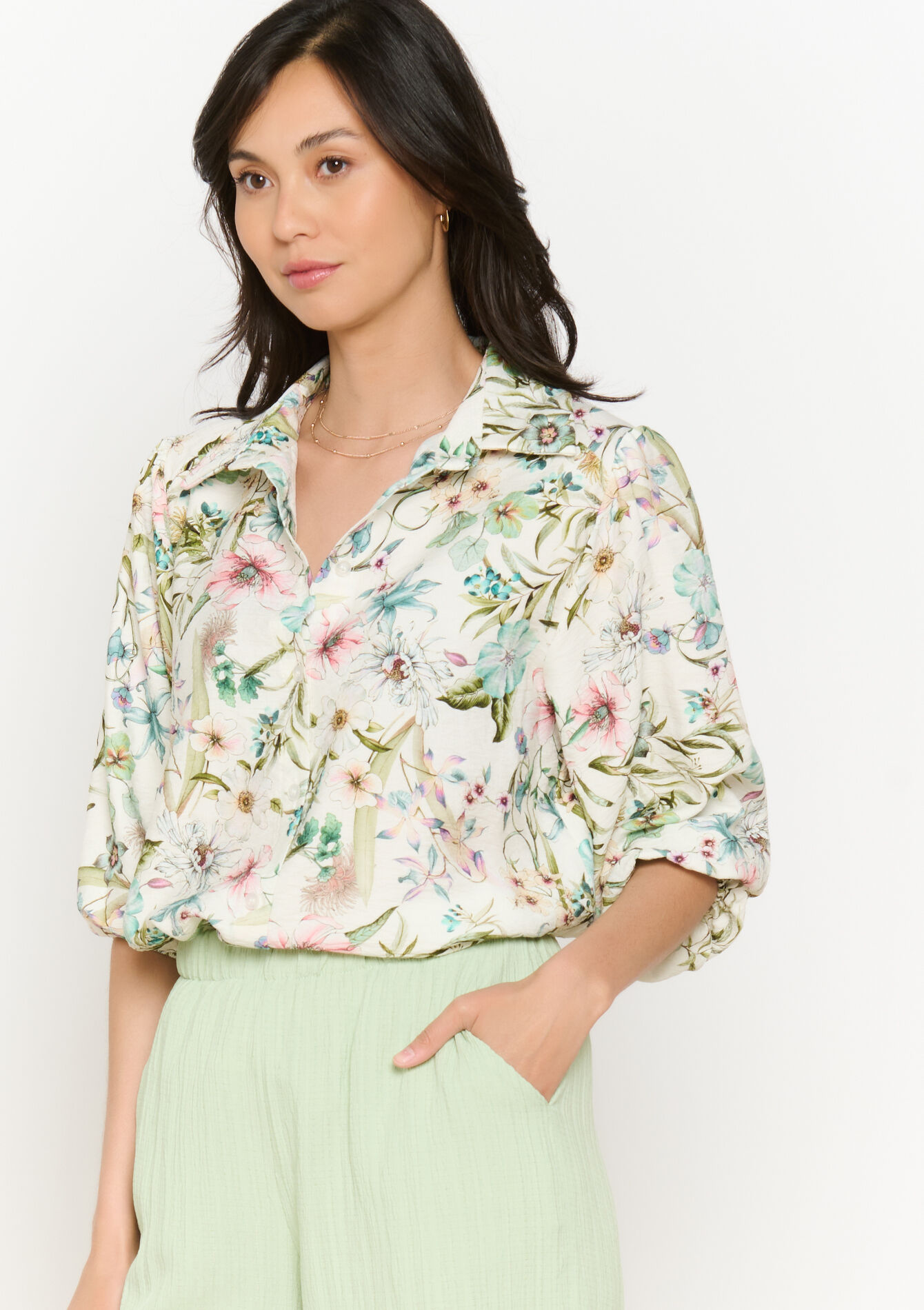 Chemise à fleurs, Chemise à fleurs - OFFWHITE - 05702833_1001