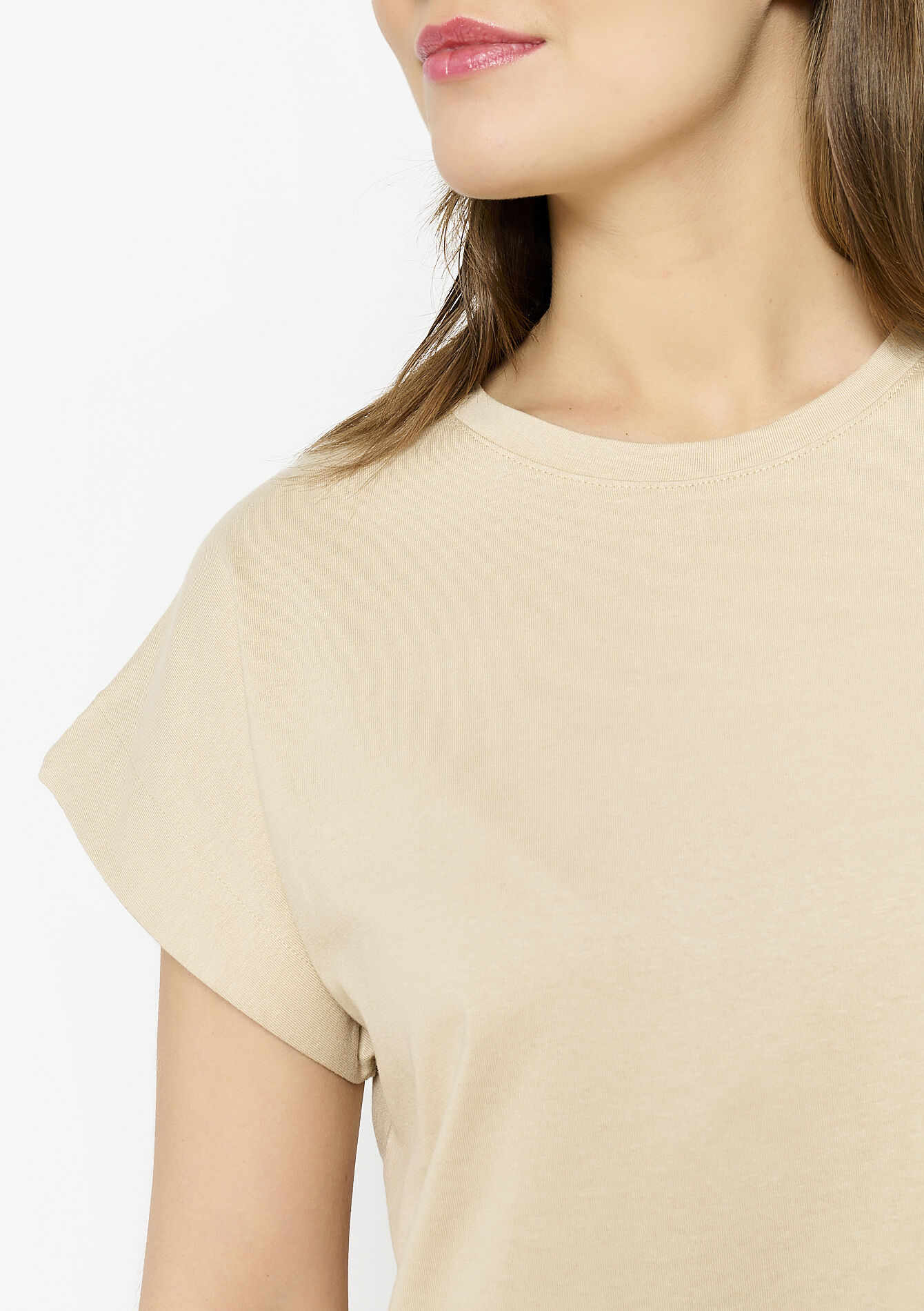 Basic katoenen T-shirt, Basic katoenen T-shirt - LT BEIGE - 02301672_2527