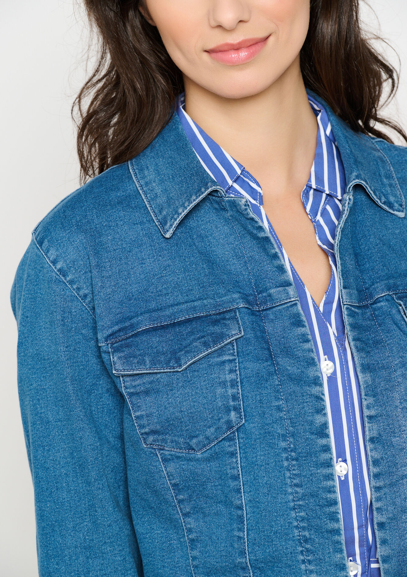 Korte denim jas, Korte denim jas - MEDIUM BLUE - 09100983_0500