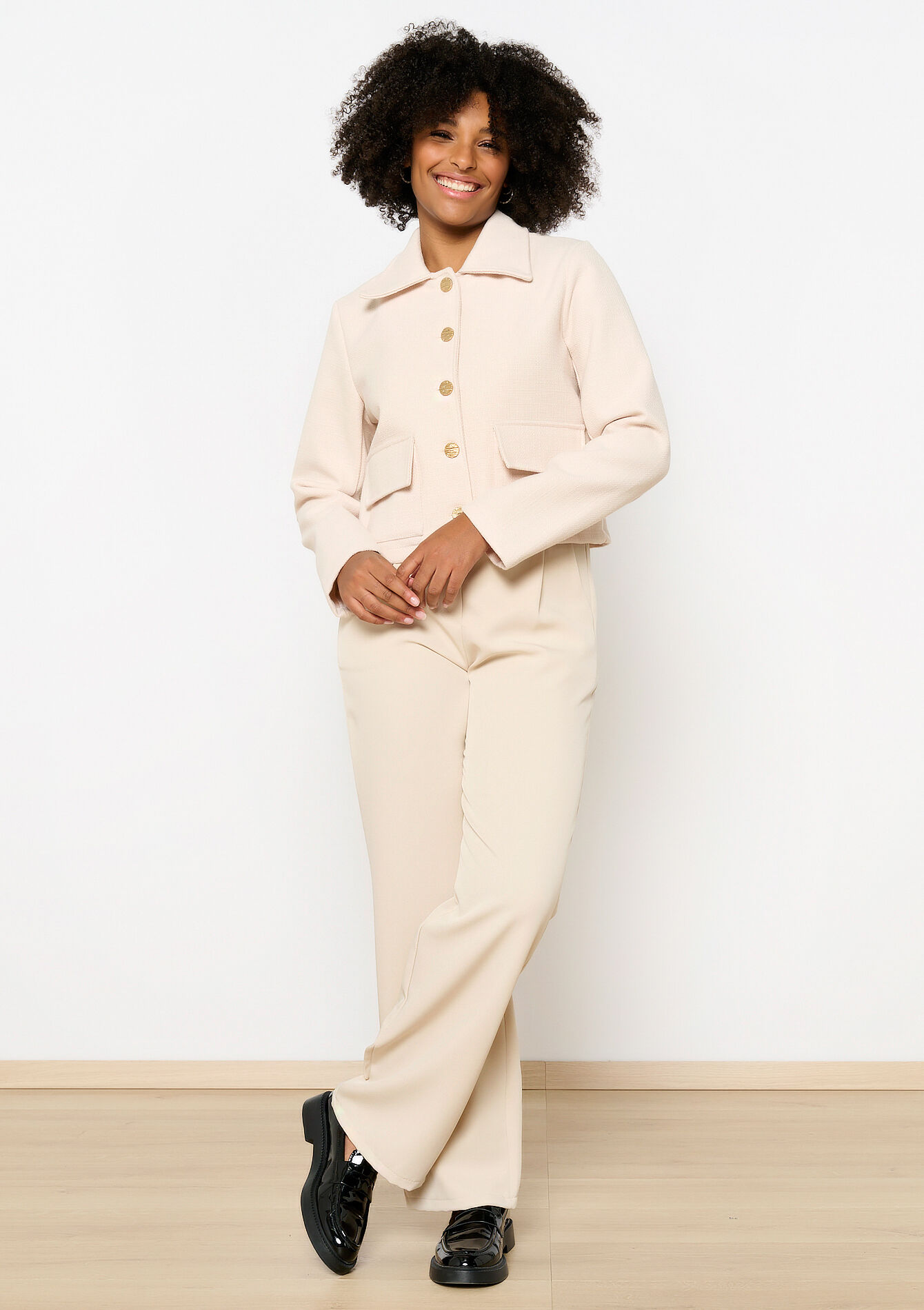 Tweed jacket with buttons, Tweed jacket with buttons - VANILLA WHITE - 09101027_1013