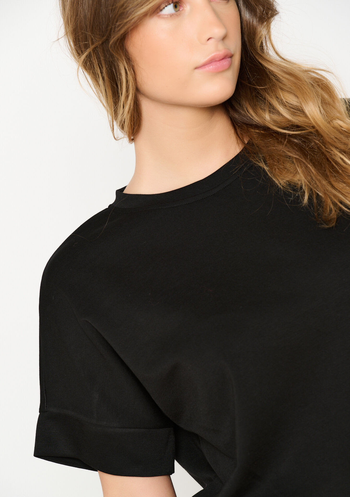 T-shirt in sweatstof, T-shirt in sweatstof - BLACK - 15100315_1119