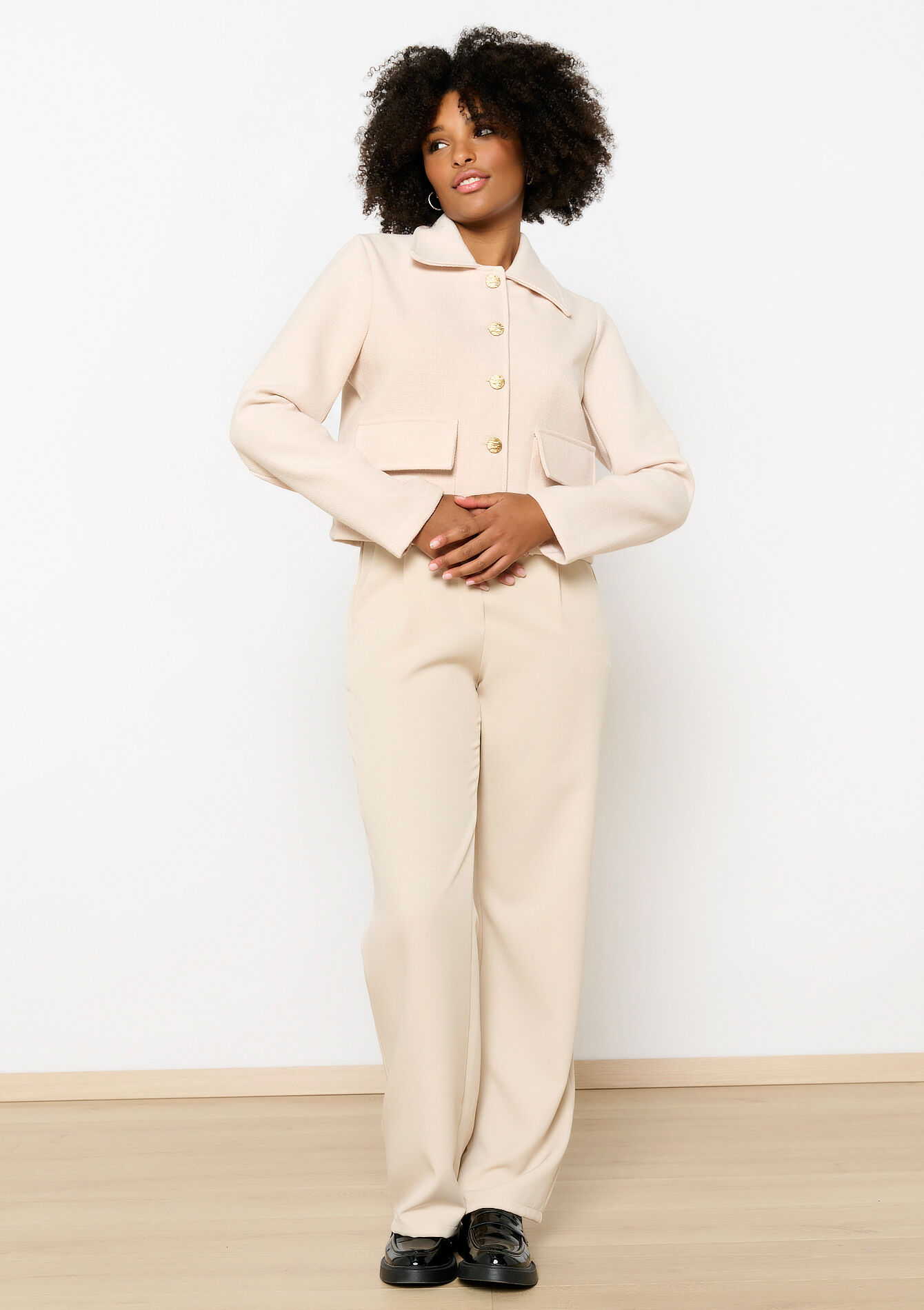 Tweed jacket with buttons, Tweed jacket with buttons - VANILLA WHITE - 09101027_1013