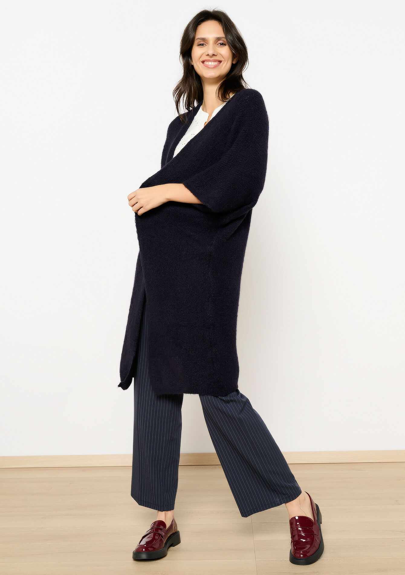 Long mohair cardigan, Long mohair cardigan - NAVY BASIC - 04101274_2723