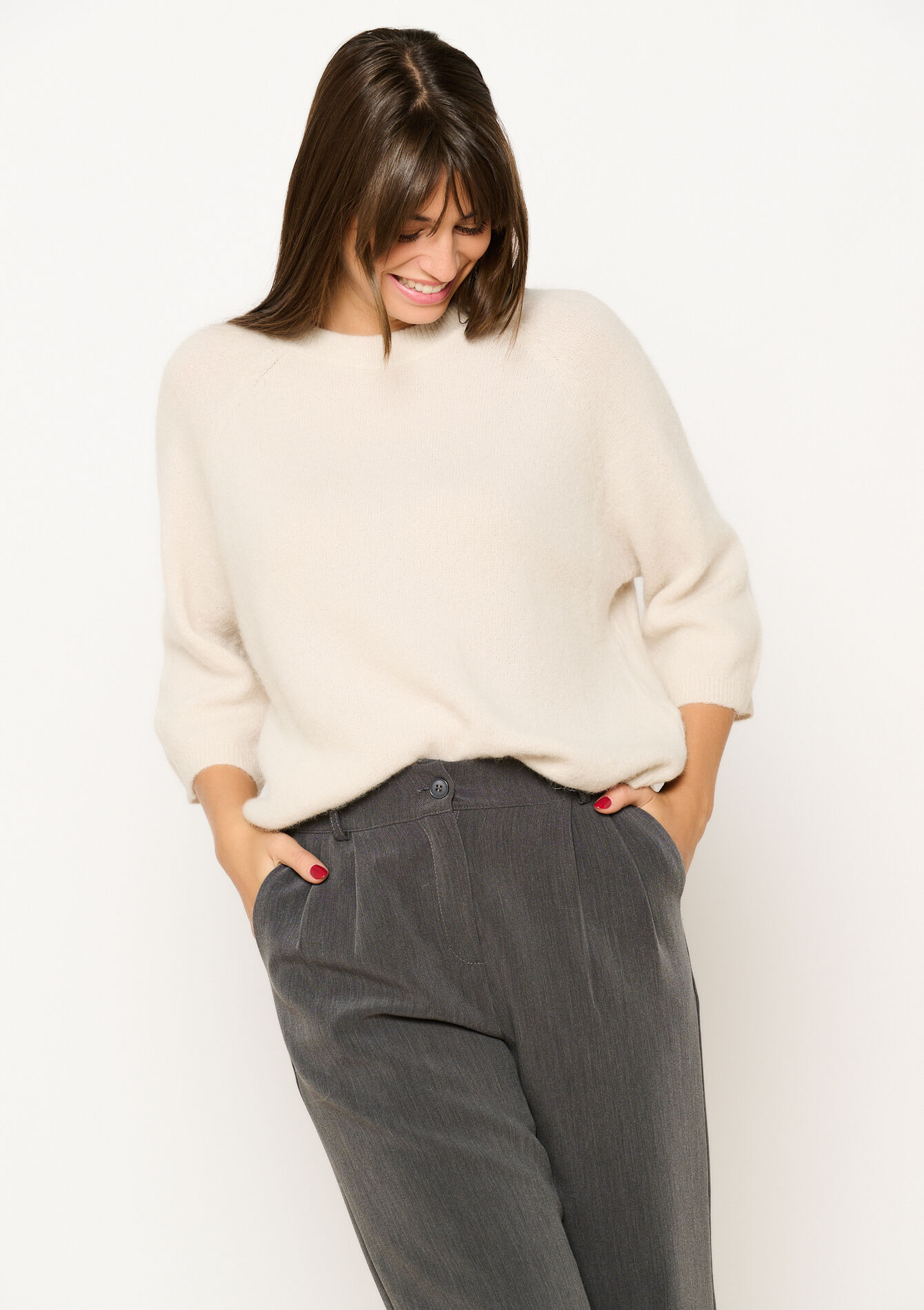 Pull en laine d'alpaga, Pull en laine d'alpaga - VANILLA WHITE - 04006700_1013