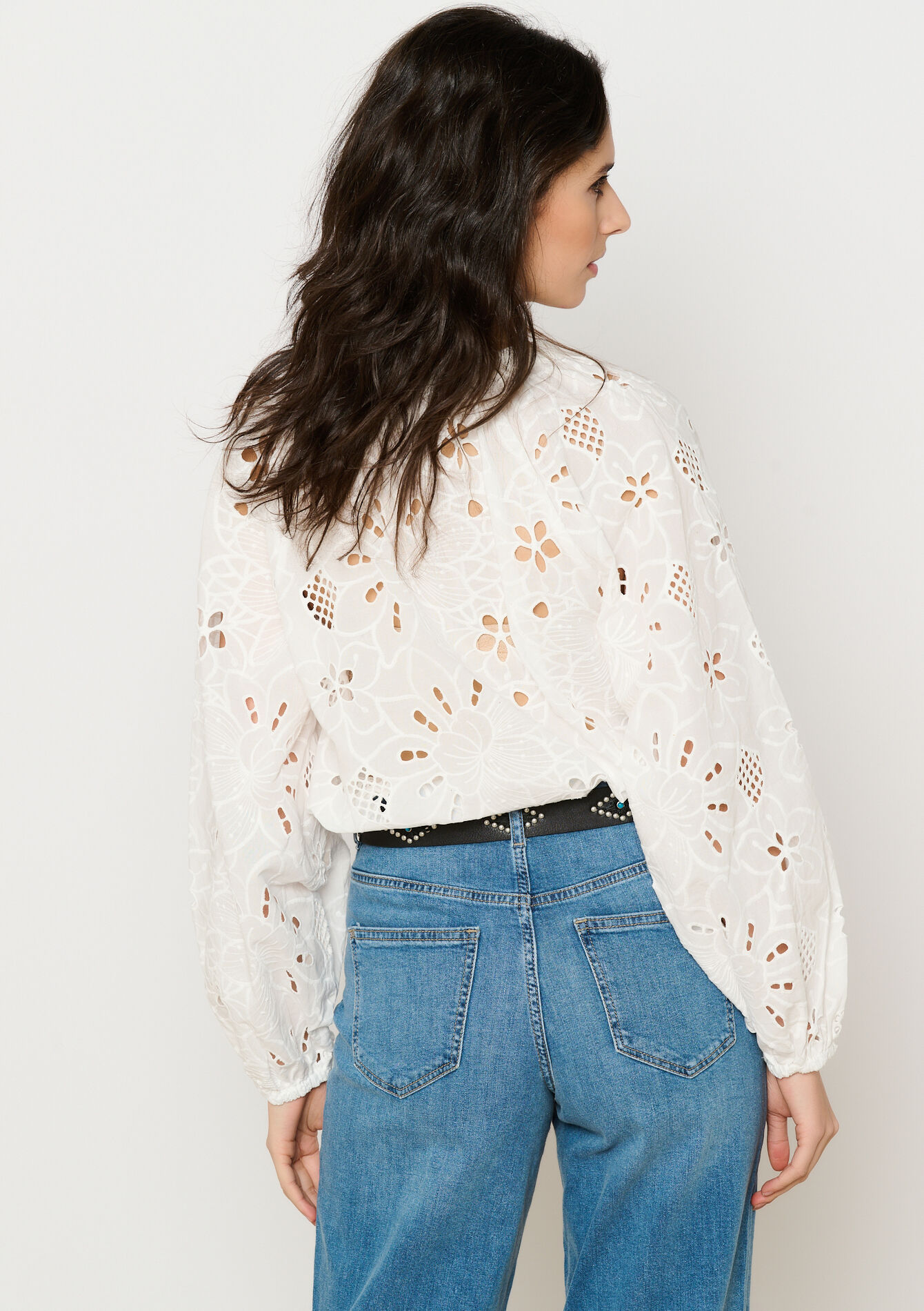 Chemise avec broderie anglaise, Chemise avec broderie anglaise - OPTICAL WHITE - 05702667_1019