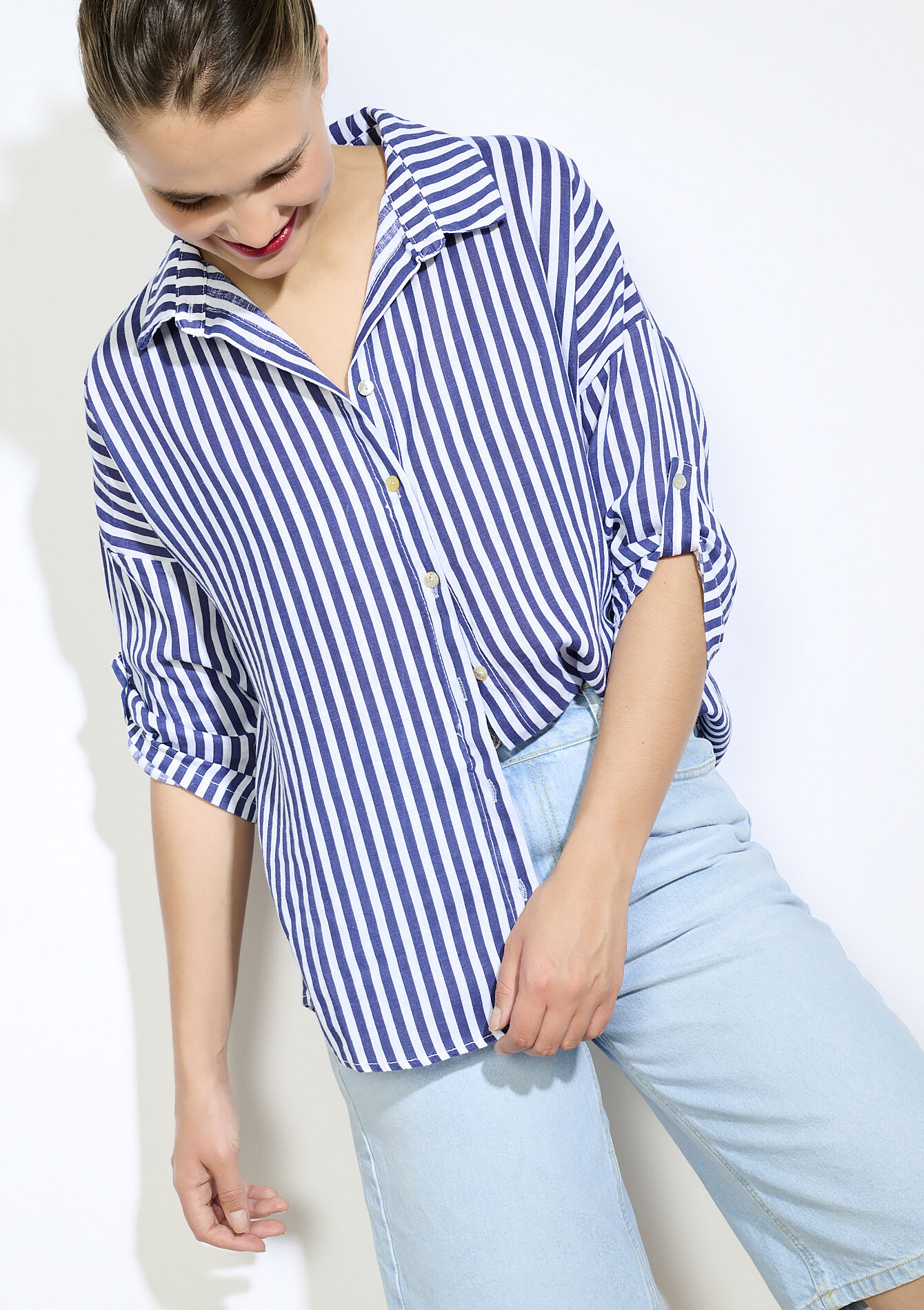 Losvallende streepjesblouse, Losvallende streepjesblouse - NAVY BASIC - 05702837_2723