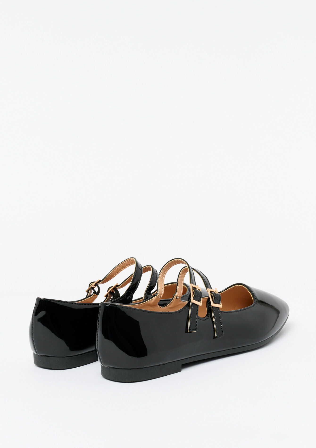 Lacquered ballerinas with straps, Lacquered ballerinas with straps - BLACK - 13100298_1119
