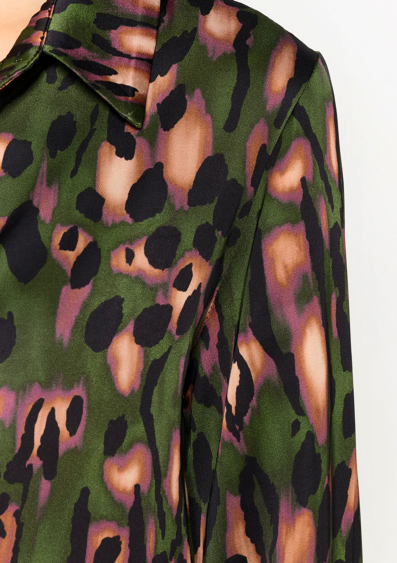 Satijnen hemd met luipaardprint, Satijnen hemd met luipaardprint - BOTTLE GREEN - 05702659_1778