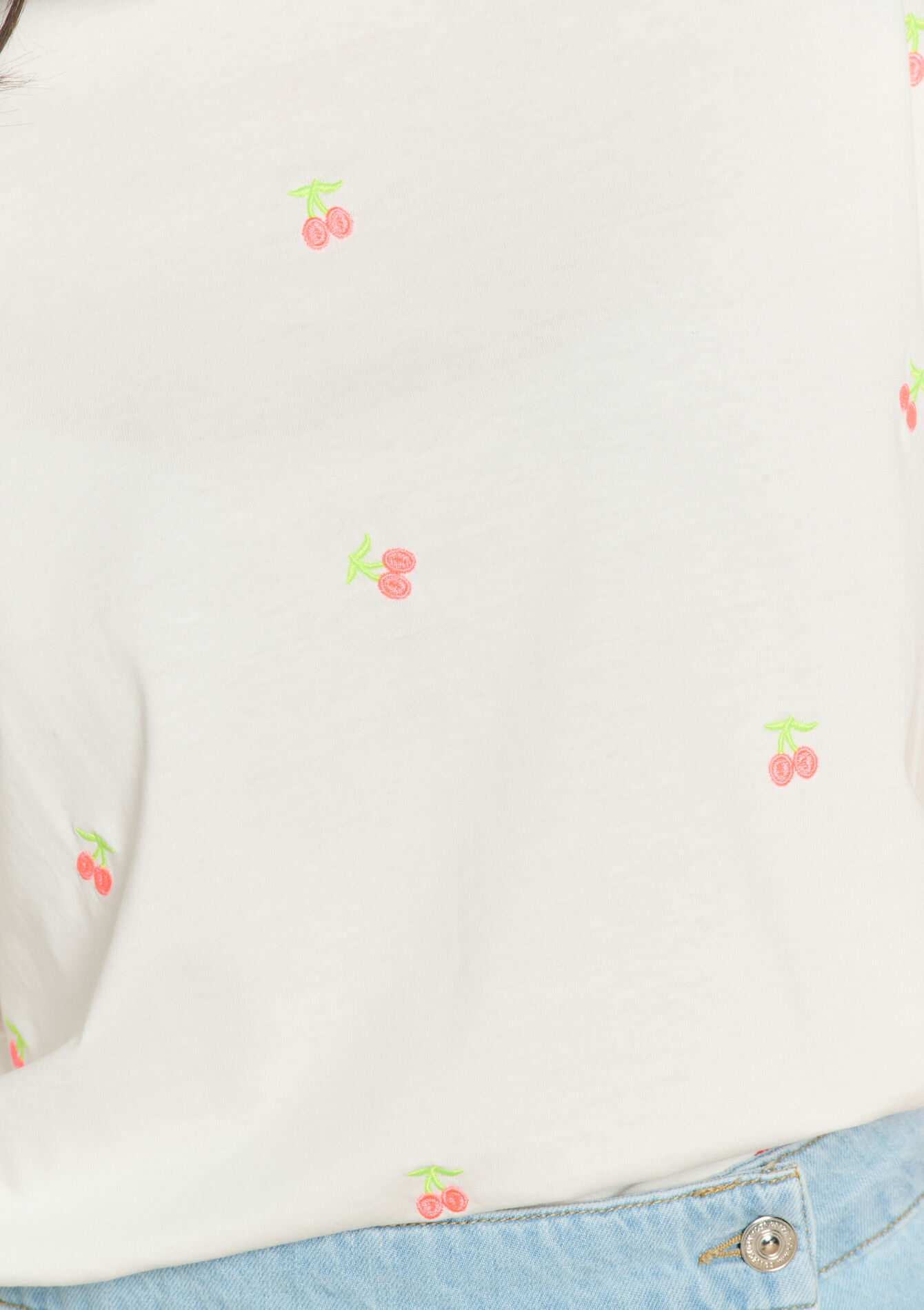 Cherry embroidered T-shirt, Cherry embroidered T-shirt - OFFWHITE - 02301816_1001