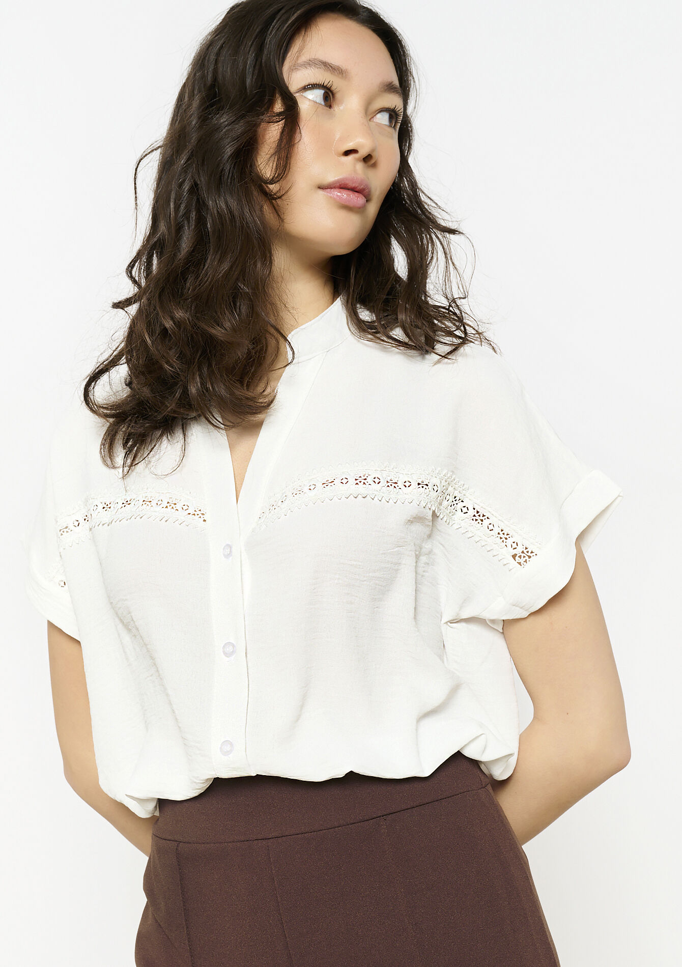 Embroidered flowy blouse, Embroidered flowy blouse - OPTICAL WHITE - 05702779_1019