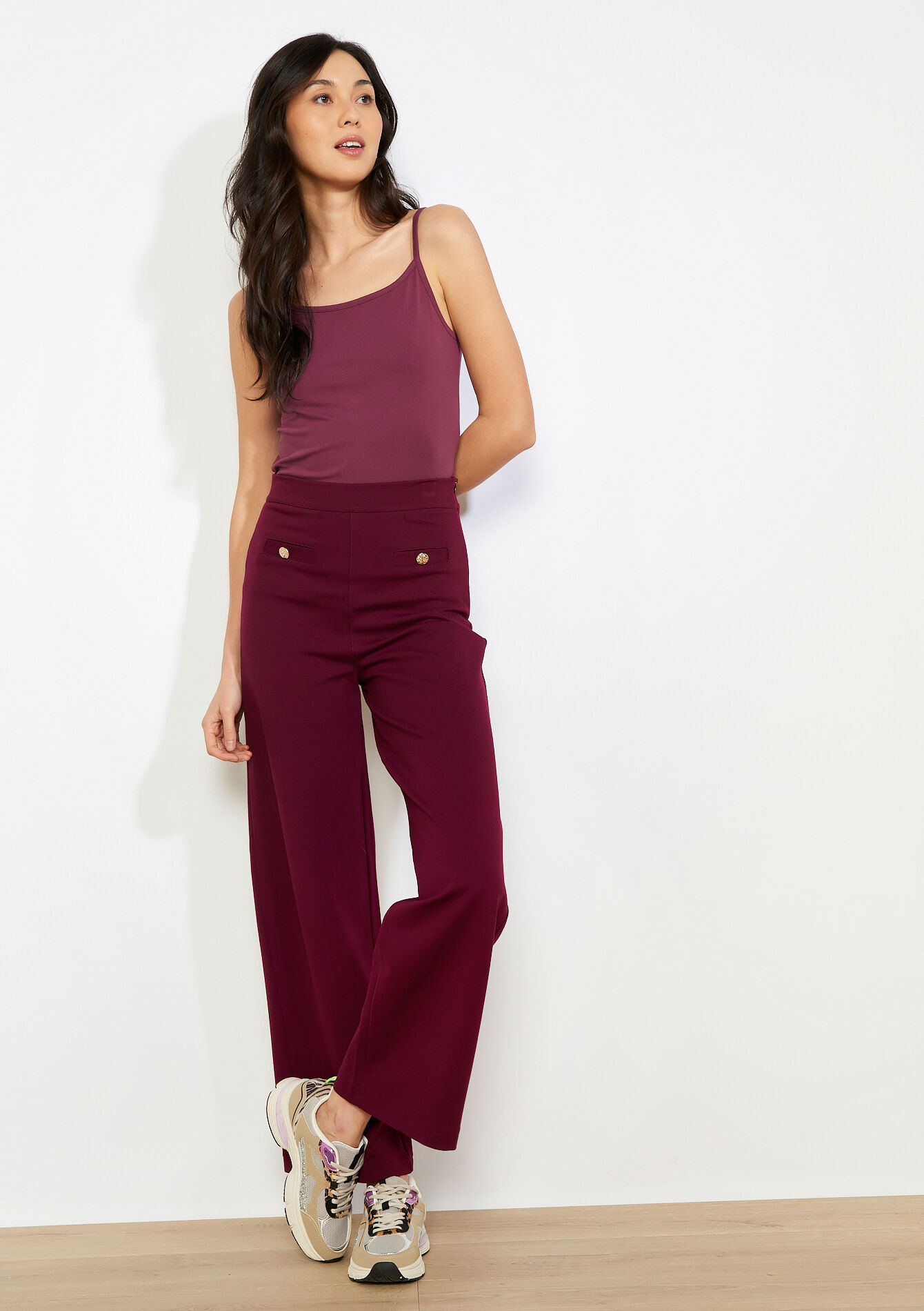 Top met fijne bandjes - AUBERGINE - 02200524_1537