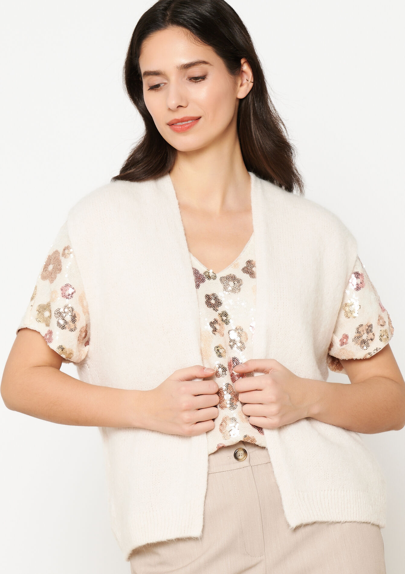 Cardigan sans manches, Cardigan sans manches - VANILLA WHITE - 04101290_1013