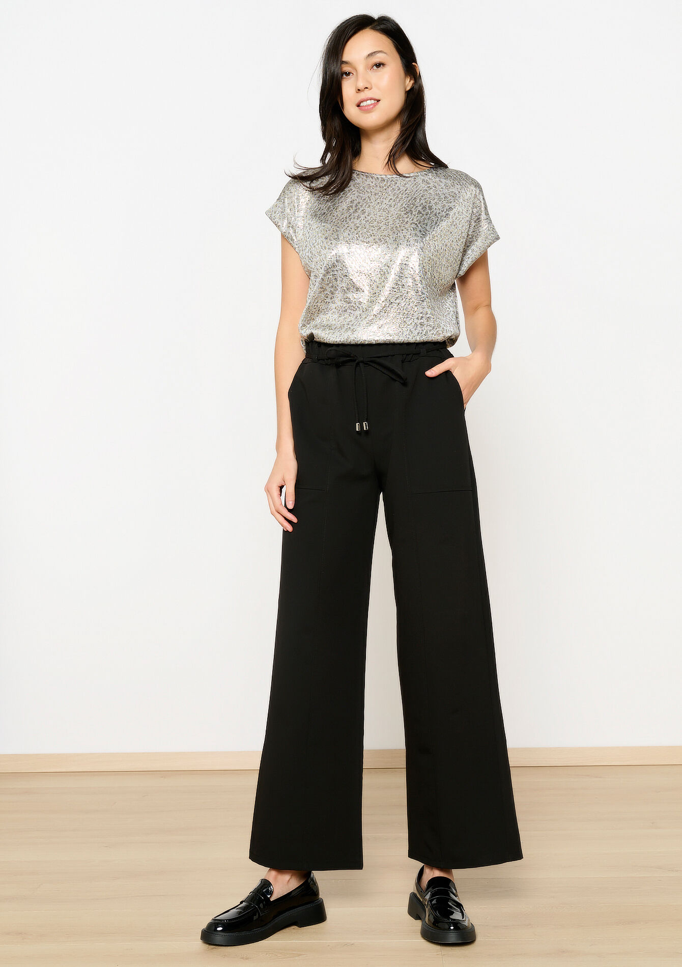 Losse wide leg broek, Losse wide leg broek - BLACK - 06600958_1119