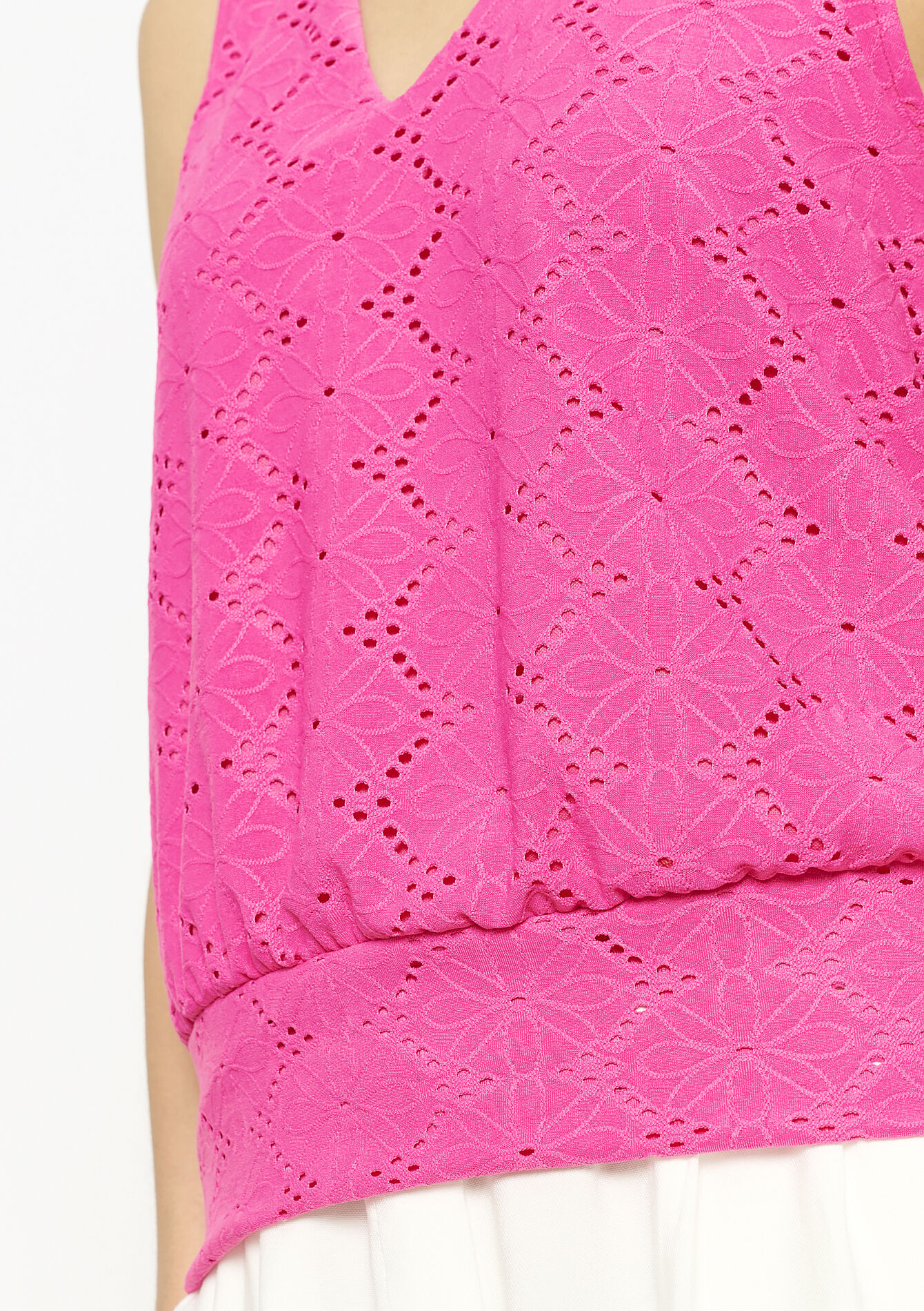 Geborduurd top met V-hals, Geborduurd top met V-hals - FUCHSIA - 02200518_5626