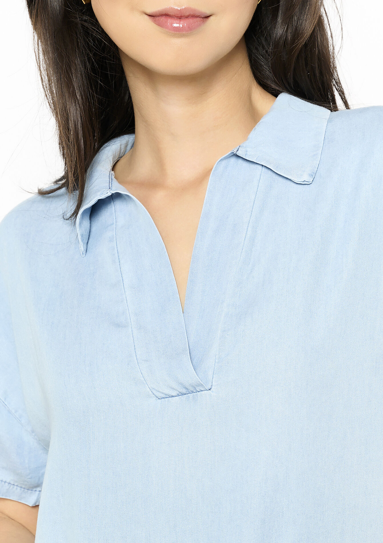 Robe chemise fluide - BLUE BLEACHED - 08104177_0502