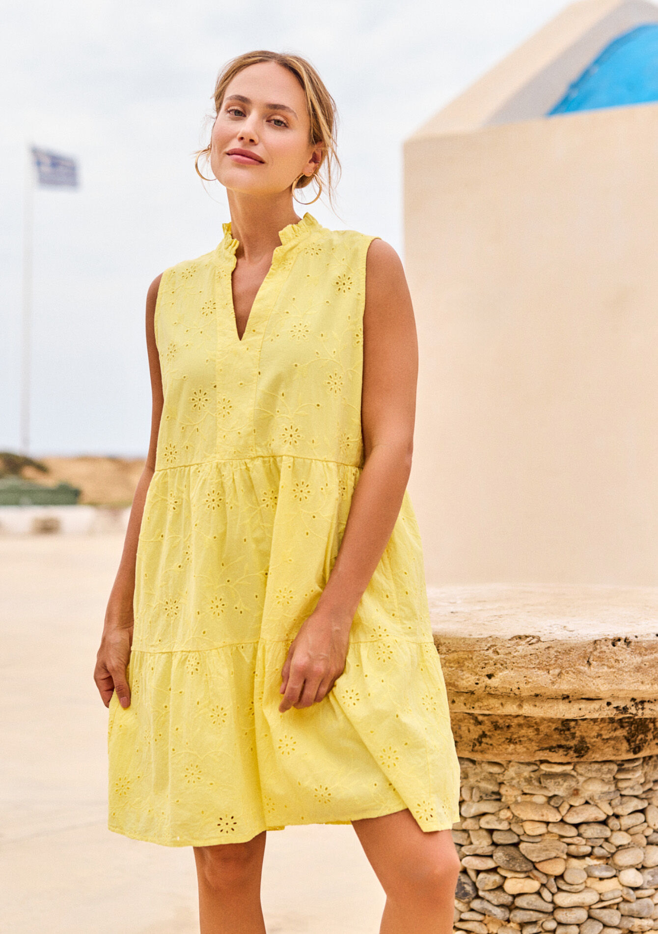 Sleeveless broderie mini dress, Sleeveless broderie mini dress, , front