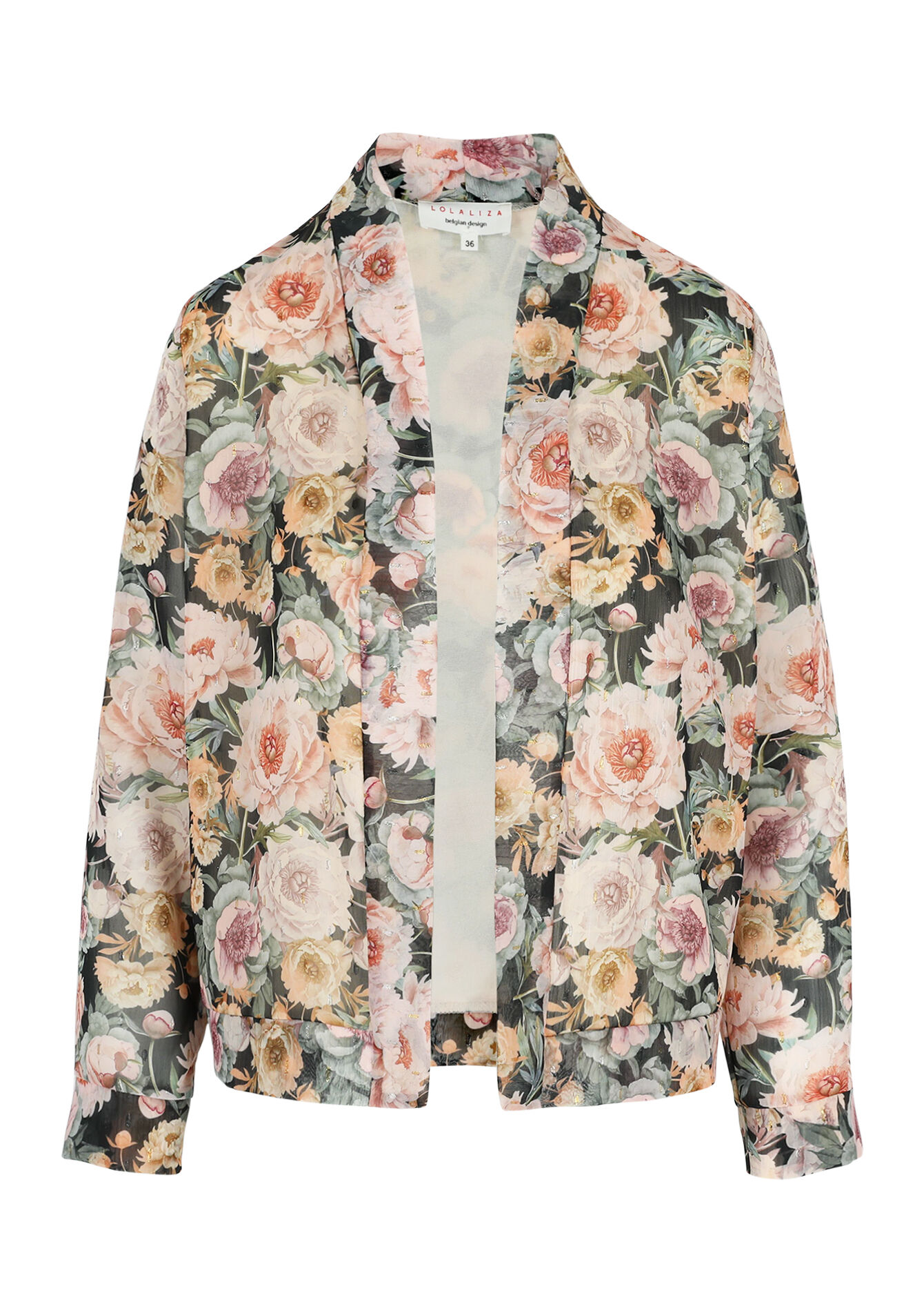Jacket with floral print - BLACK - 09101021_1119
