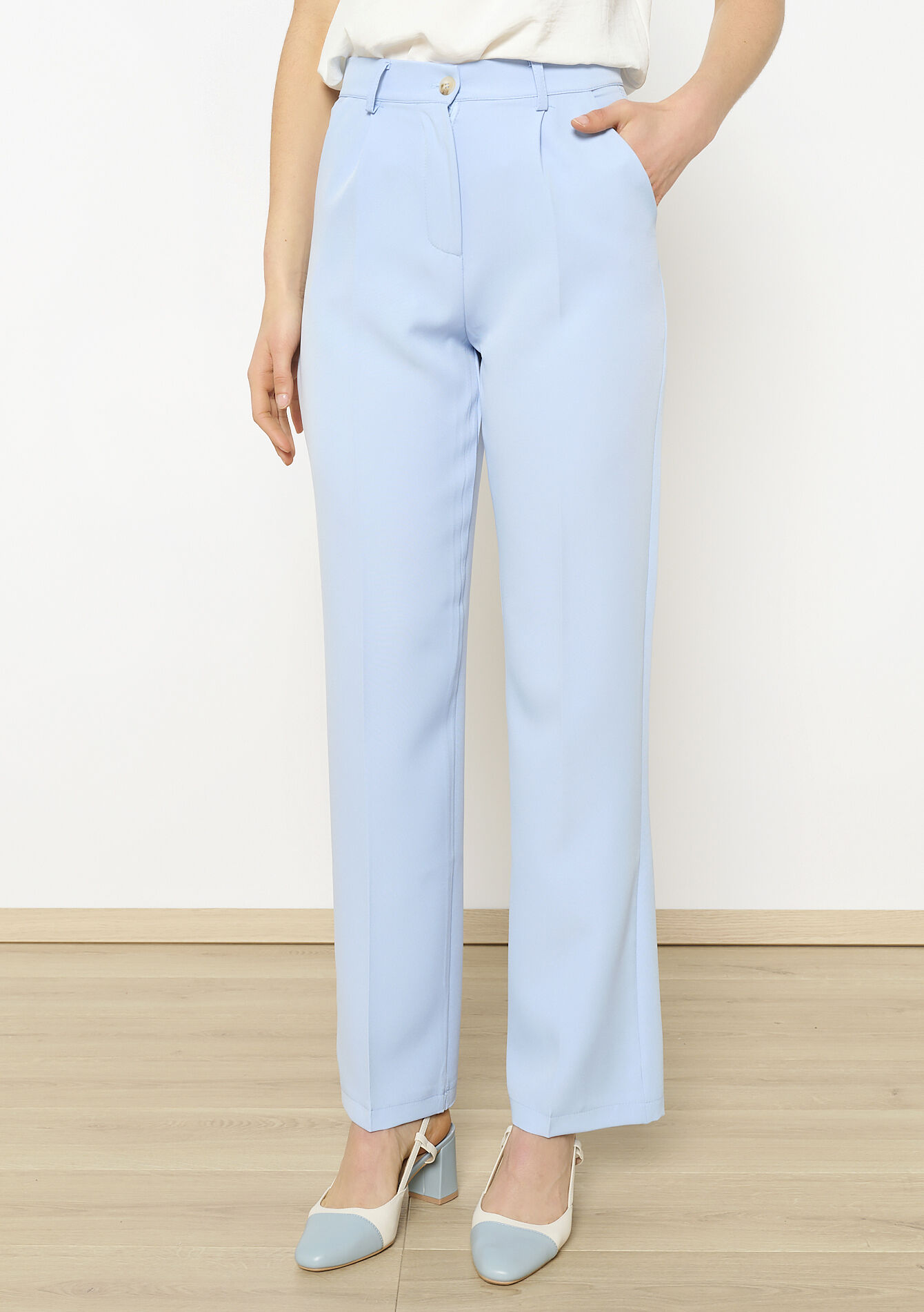 Klassieke rechte broek - BLUE PASTEL - 06100709_3003