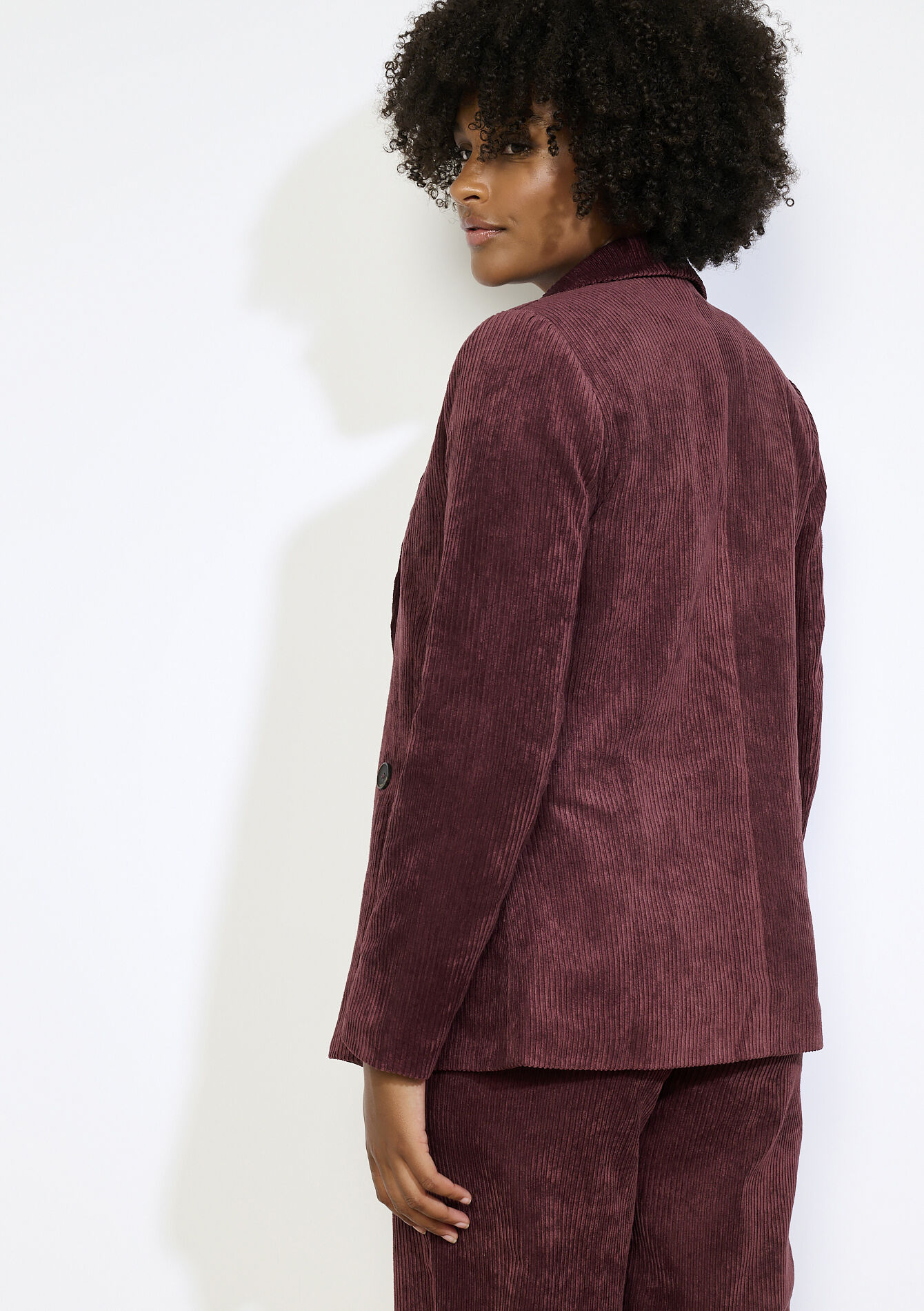 Blazer en velours côtelé - AUBERGINE - 09101112_1537