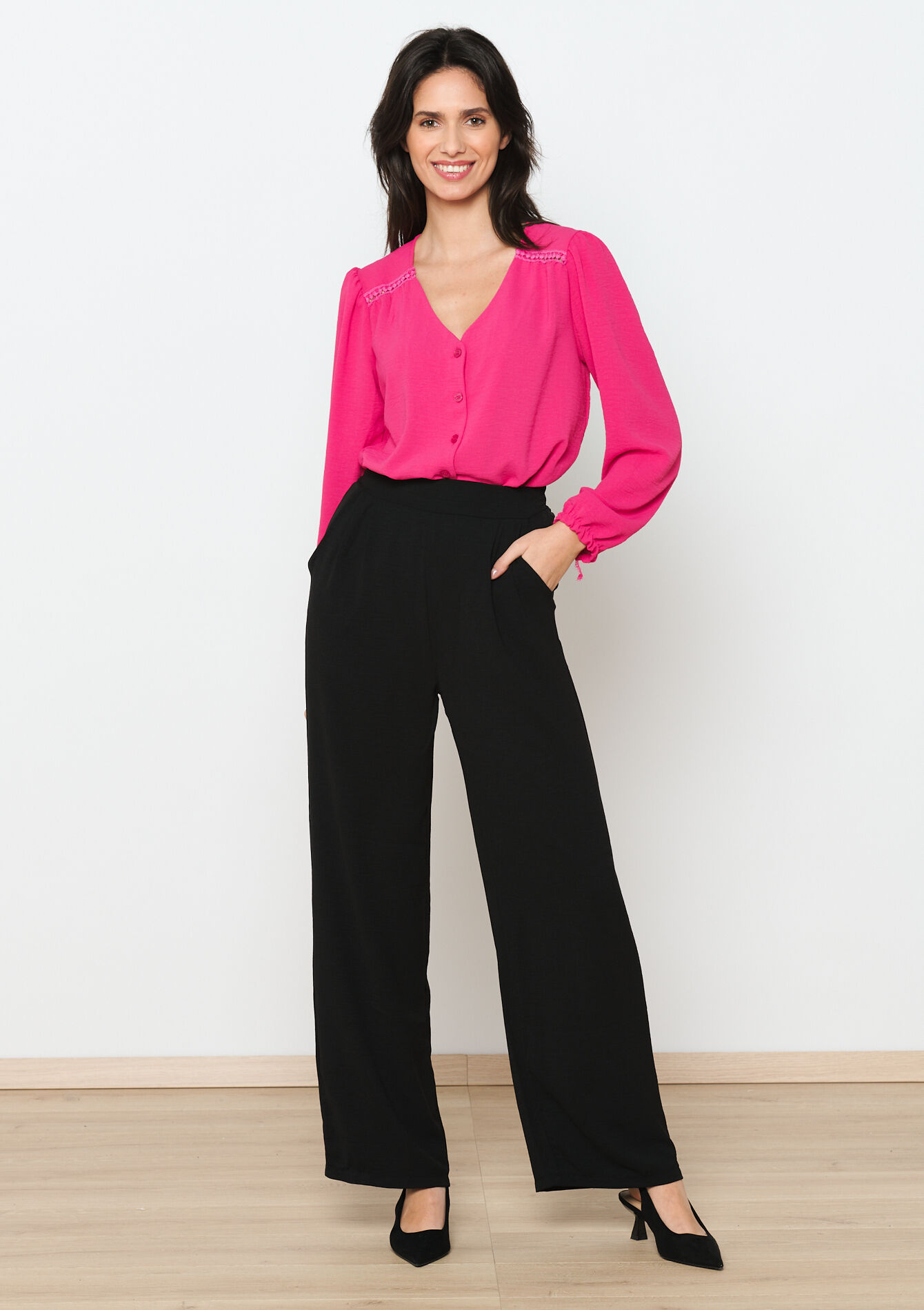 Wijde pantalon, Wijde pantalon - BLACK - 06600821_1119
