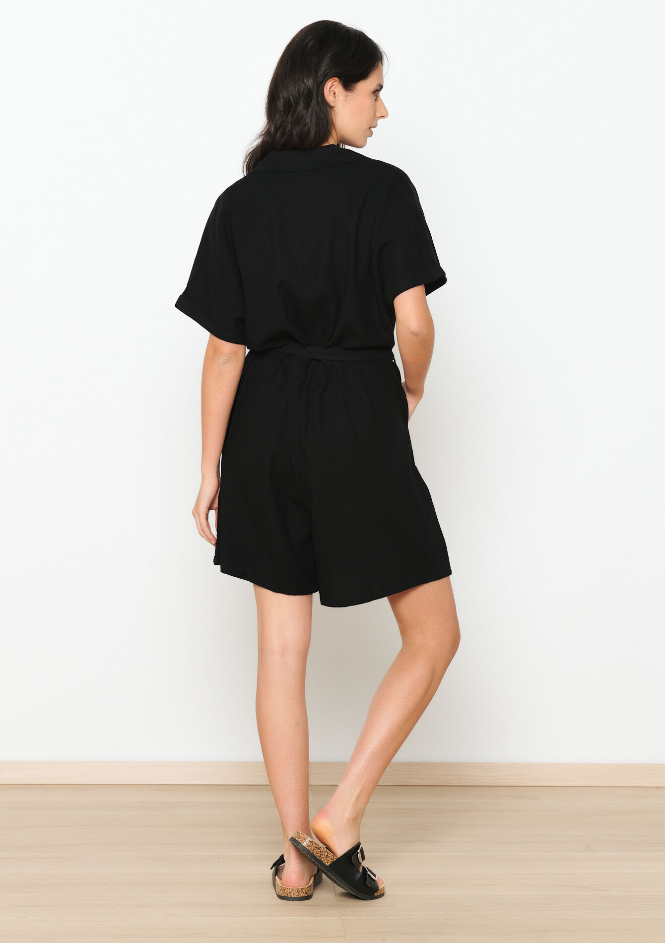 Linnen playsuit, Linnen playsuit - BLACK - 06004463_1119