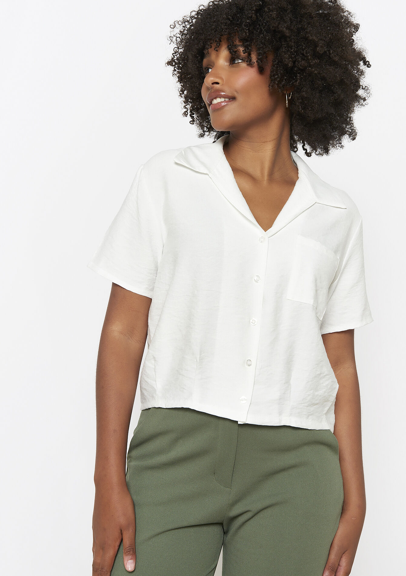 Buttoned fluid shirt, Buttoned fluid shirt - OPTICAL WHITE - 05702801_1019
