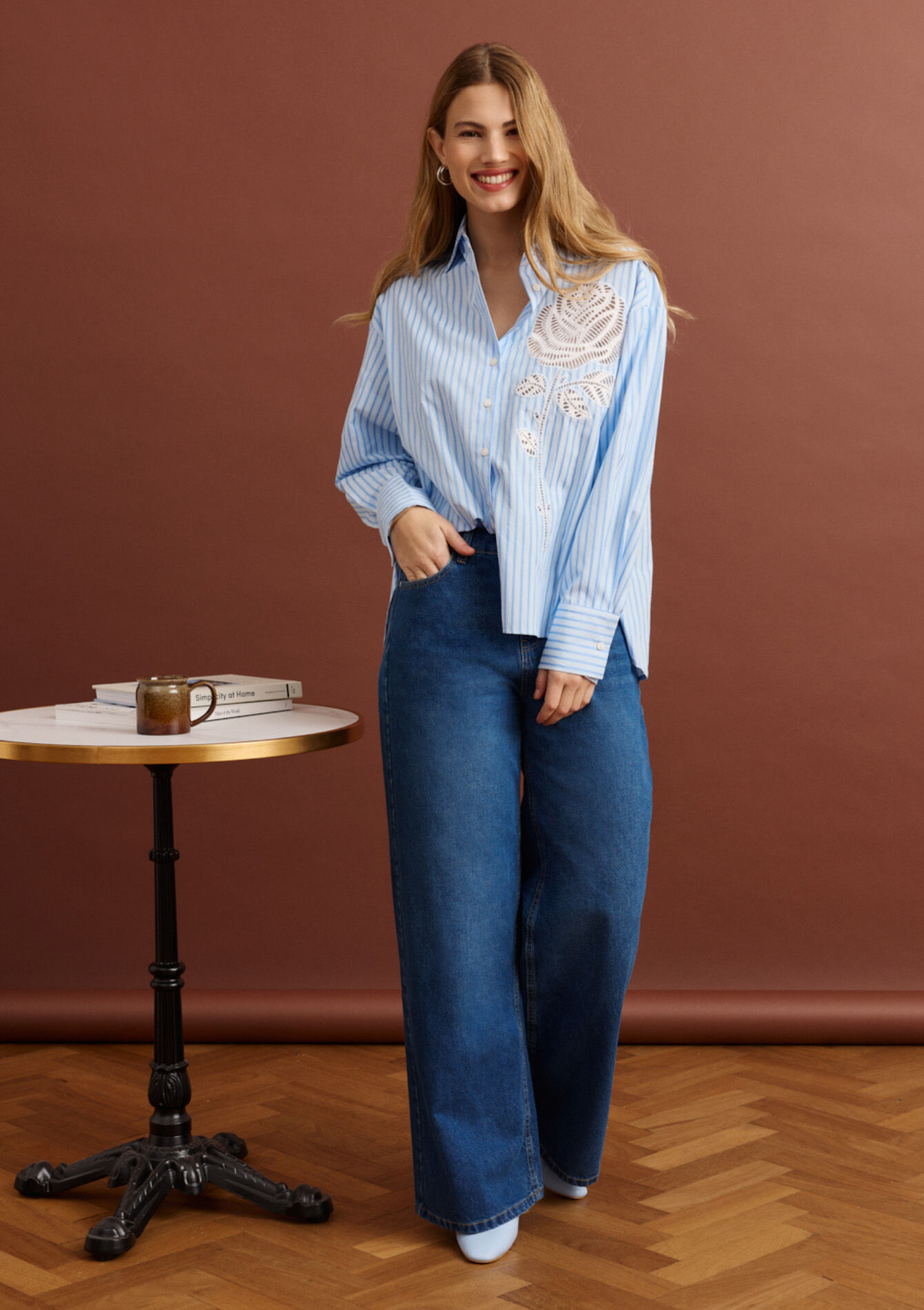 High-waisted wide jeans, High-waisted wide jeans, , back