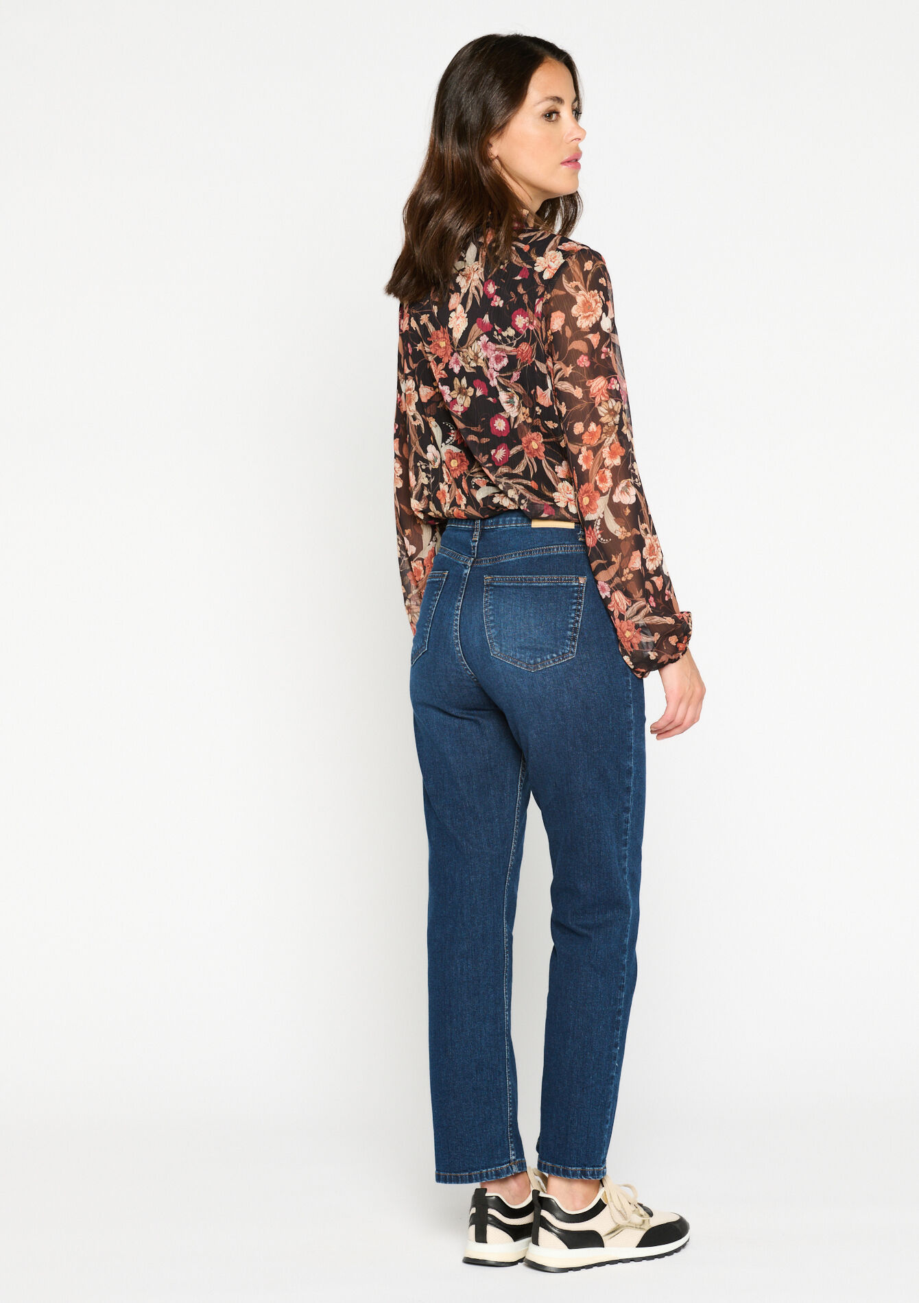 Rechte jeans met hoge taille - DARK BLUE - 22000469_0501