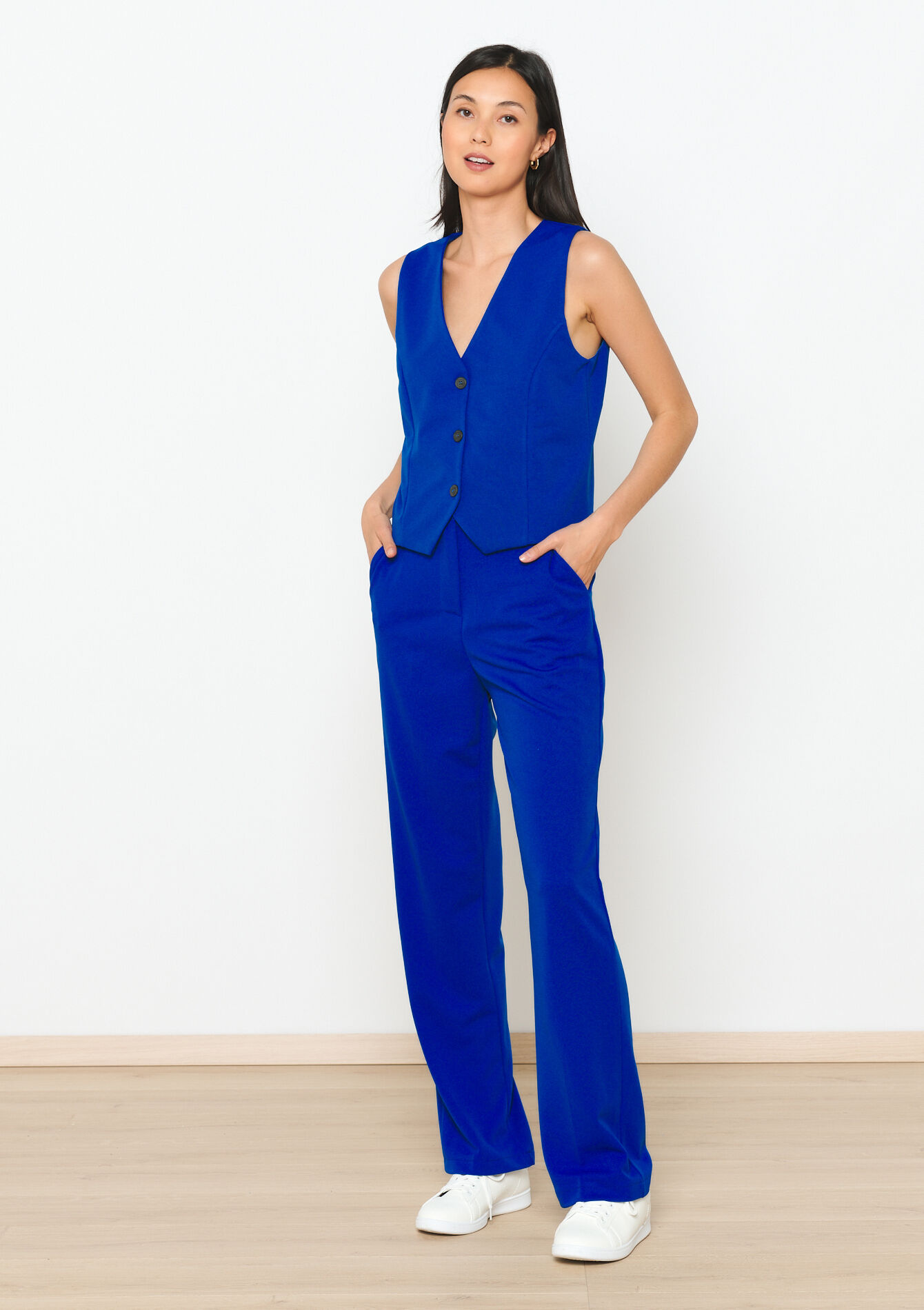 Gilet met knopen, Gilet met knopen - ELECTRIC BLUE - 09001424_1619