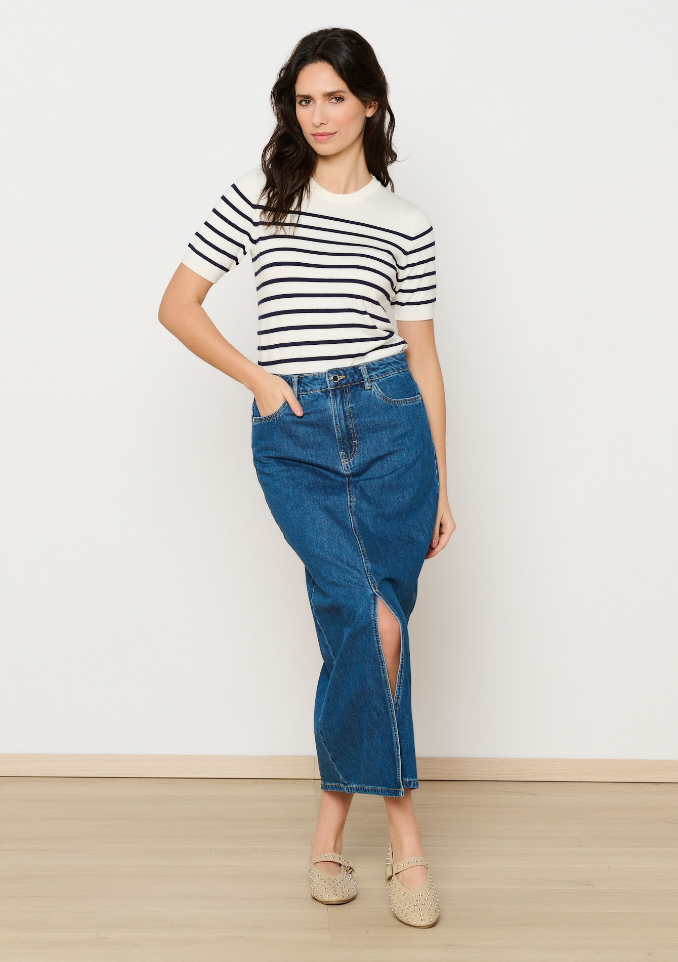 Maxi denim rok, Maxi denim rok - MEDIUM BLUE - 07101294_0500